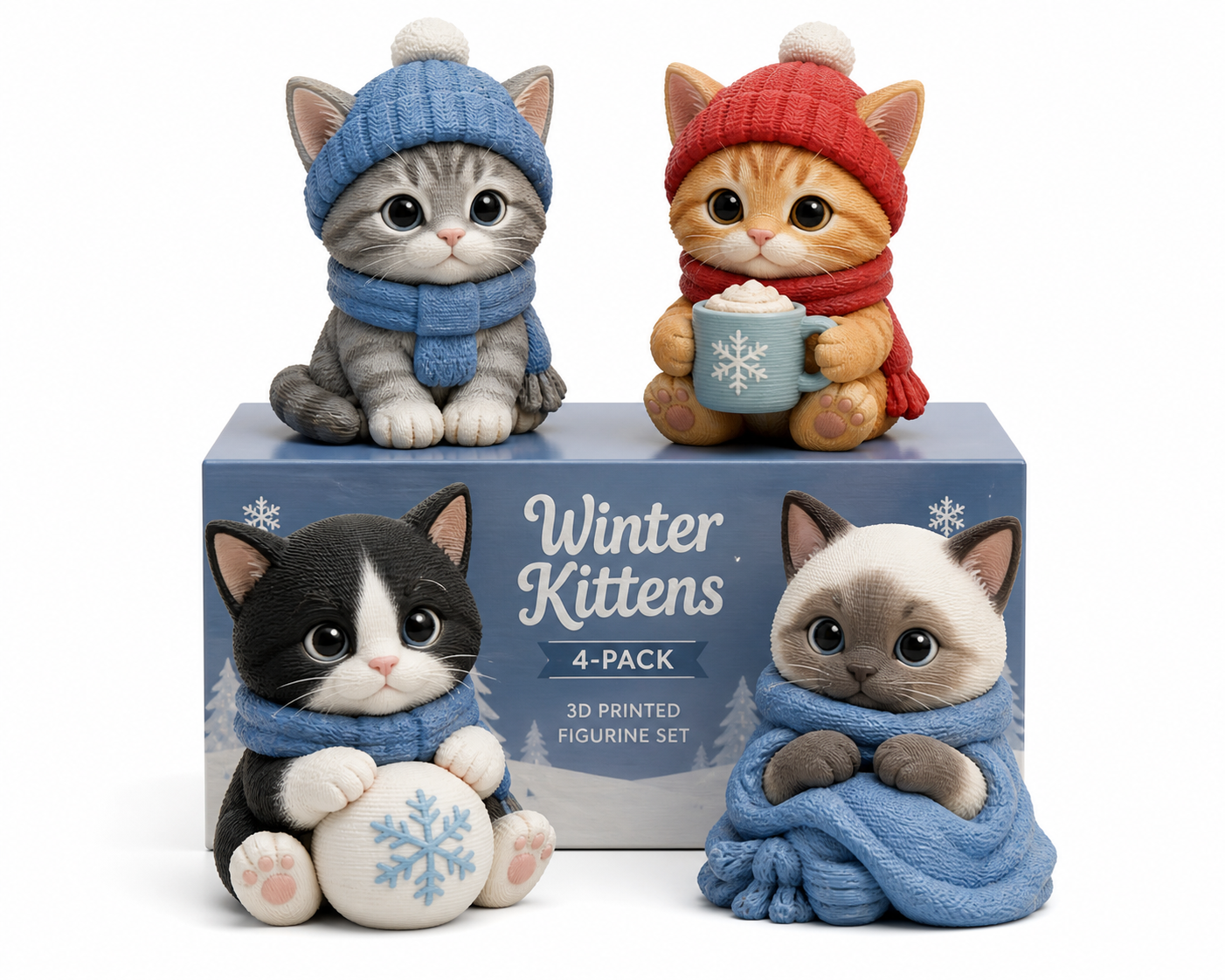 Winter Kittens – Fig 3D प्रिंटिंग रचनात्मक डिज़ाइन प्रेरणा