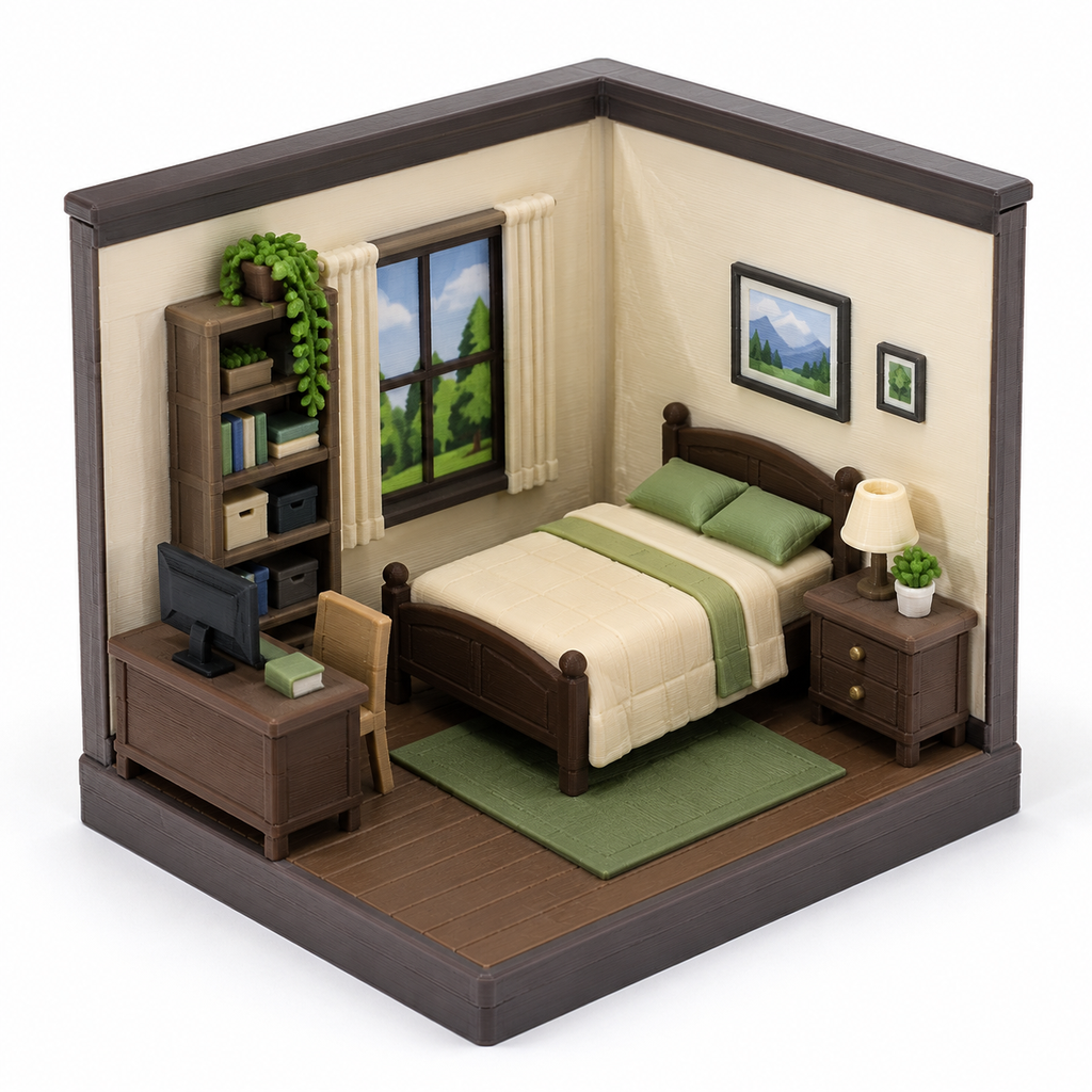 Bedroom Diorama إلهام التصميم الإبداعي للطباعة ثلاثية الأبعاد