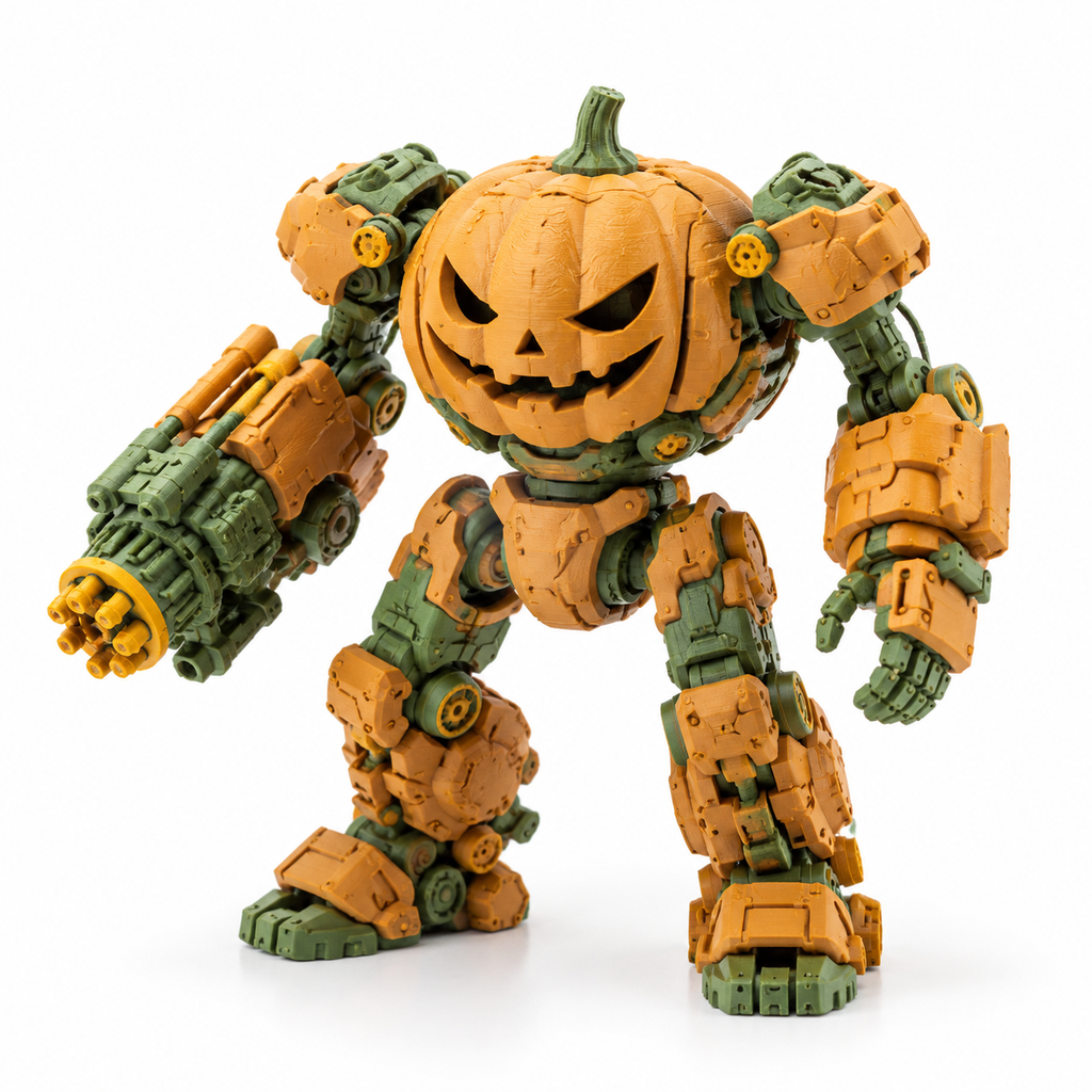Pumpkin Mecha إلهام التصميم الإبداعي للطباعة ثلاثية الأبعاد