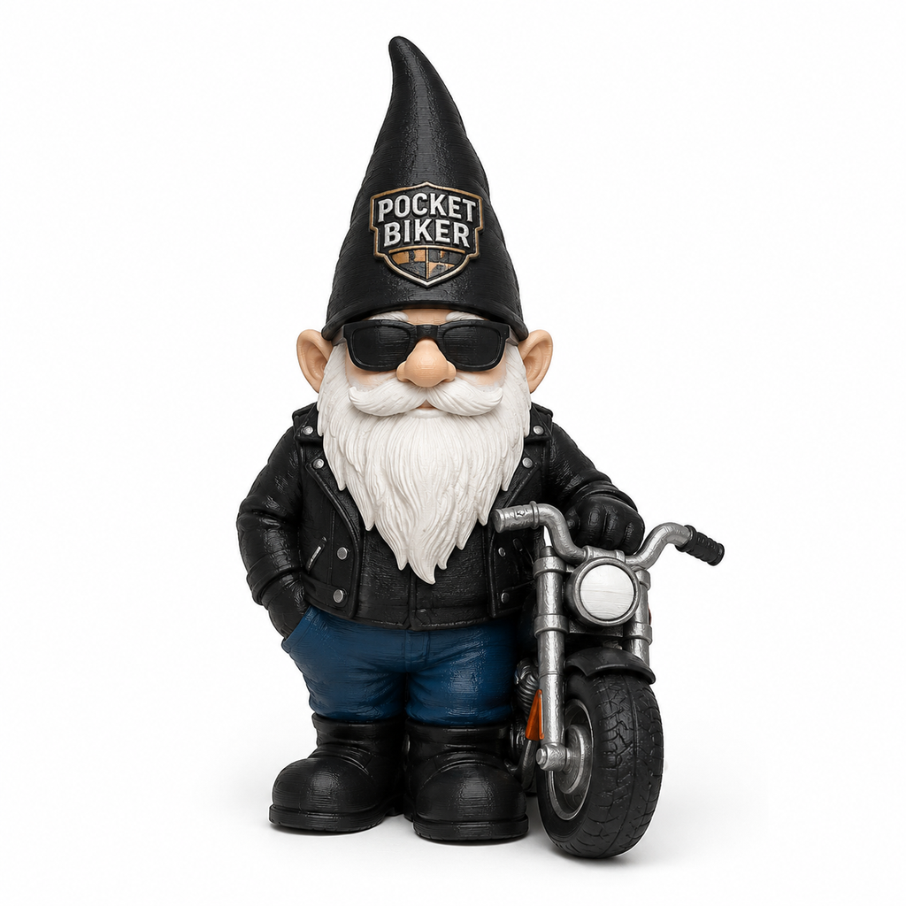 Pocket Biker Gnome แรงบันดาลใจการออกแบบสร้างสรรค์พิมพ์ 3D