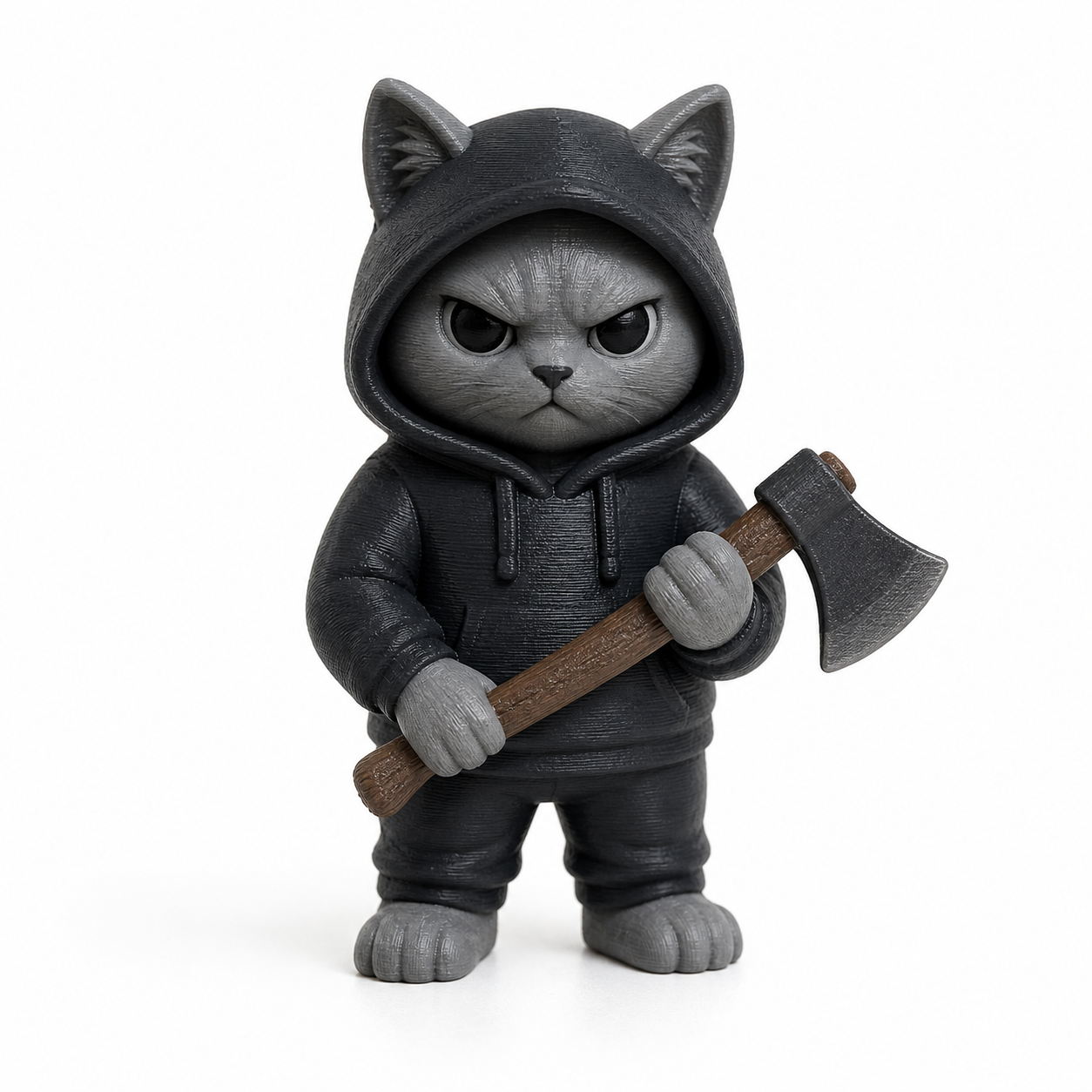 Hoodie Cat with Axe 3D프린팅 창의 디자인 인스피레이션