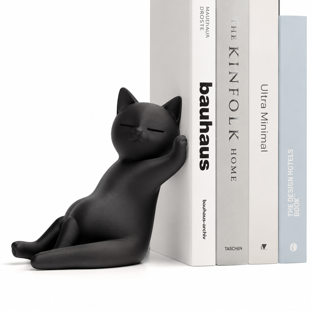 Cat Bookshelf Leaner إلهام التصميم الإبداعي للطباعة ثلاثية الأبعاد