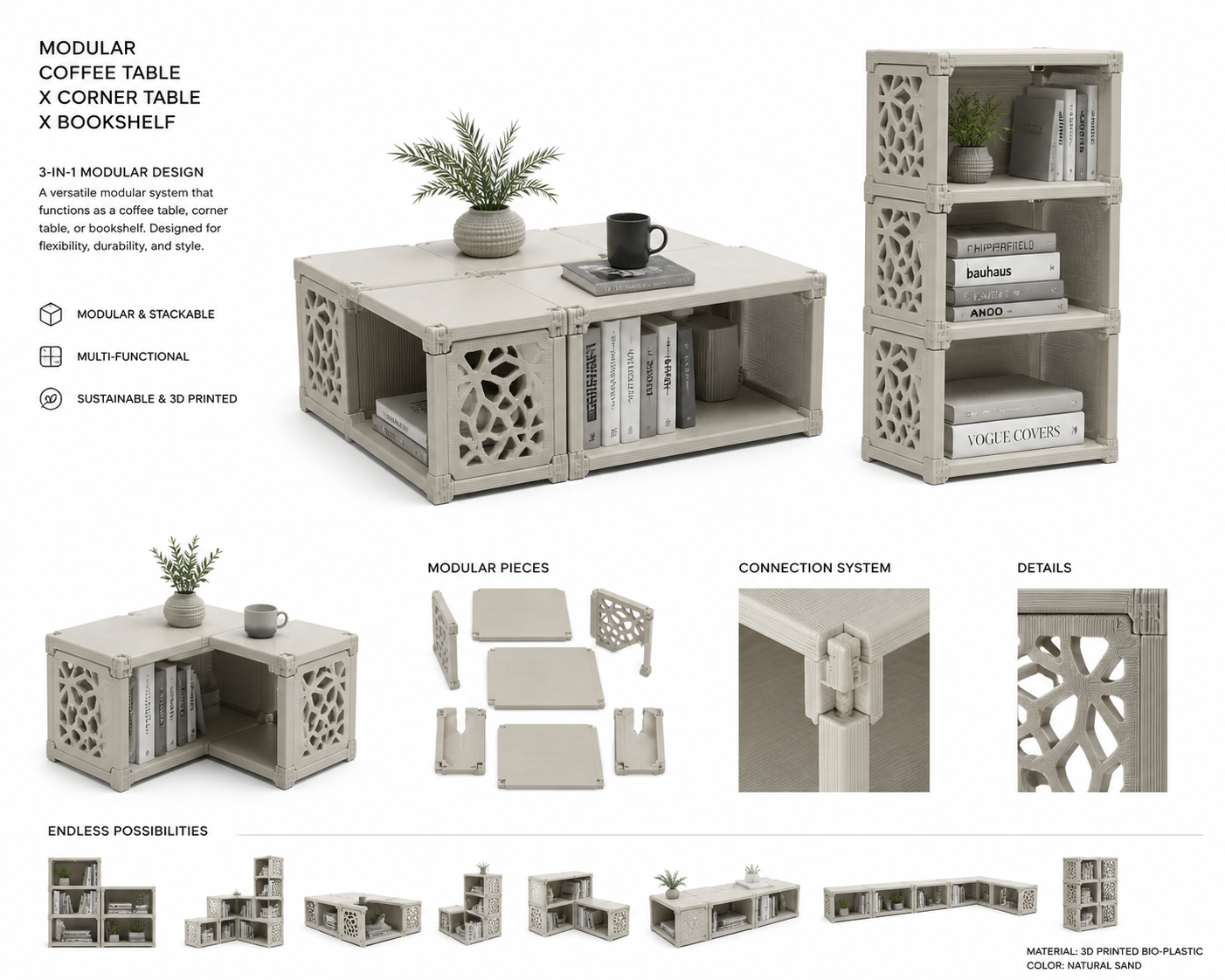COFFE TABLE X CORNER แรงบันดาลใจการออกแบบสร้างสรรค์พิมพ์ 3D