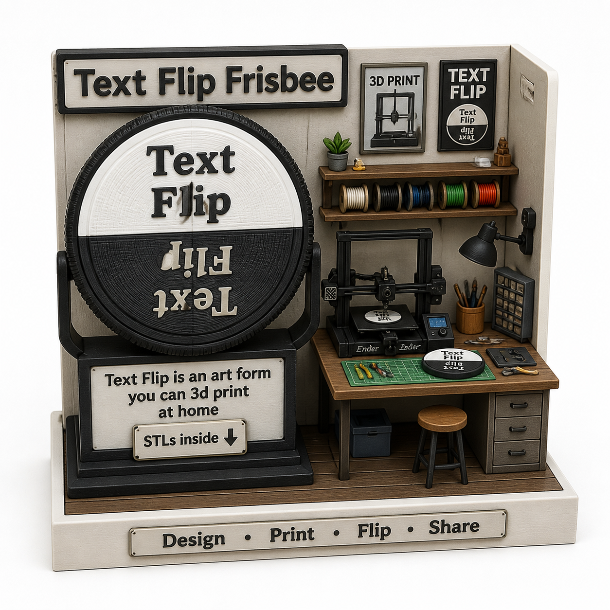 Text Flip - Frisbee Inspiration de design créatif impression 3D