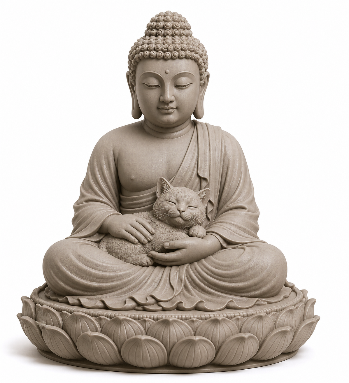 Buddha with Cat 3D-Druck kreative Design-Inspiration