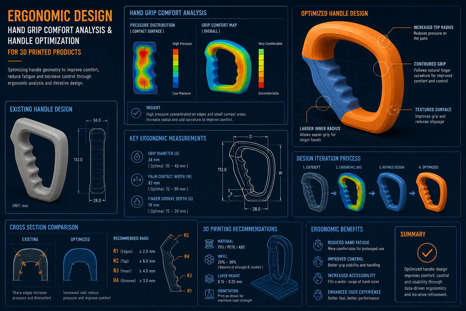 Design ergonomico per parti stampate in 3D