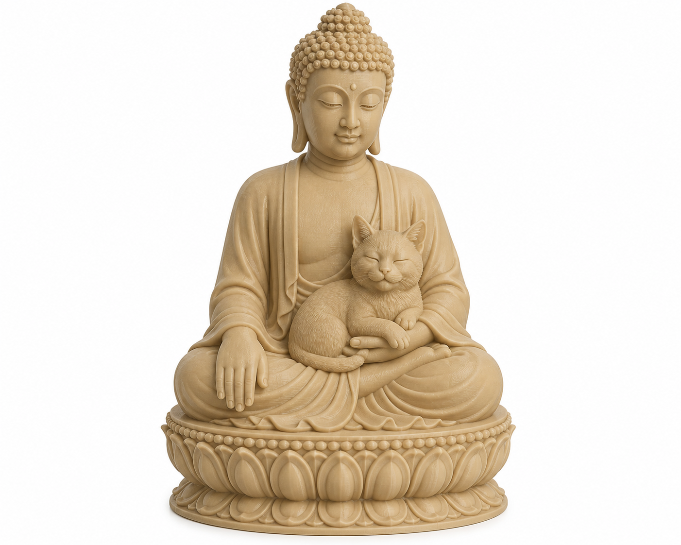 Buddha with Cat 3D-Druck kreative Design-Inspiration