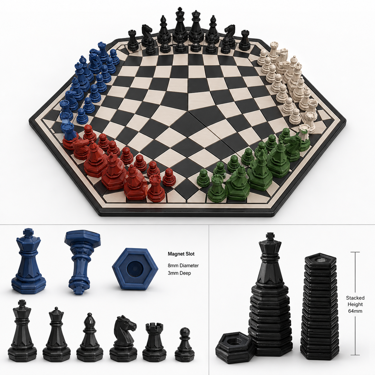 Chess Pentagon Pie s Вдохновение креативного дизайна 3D-печати