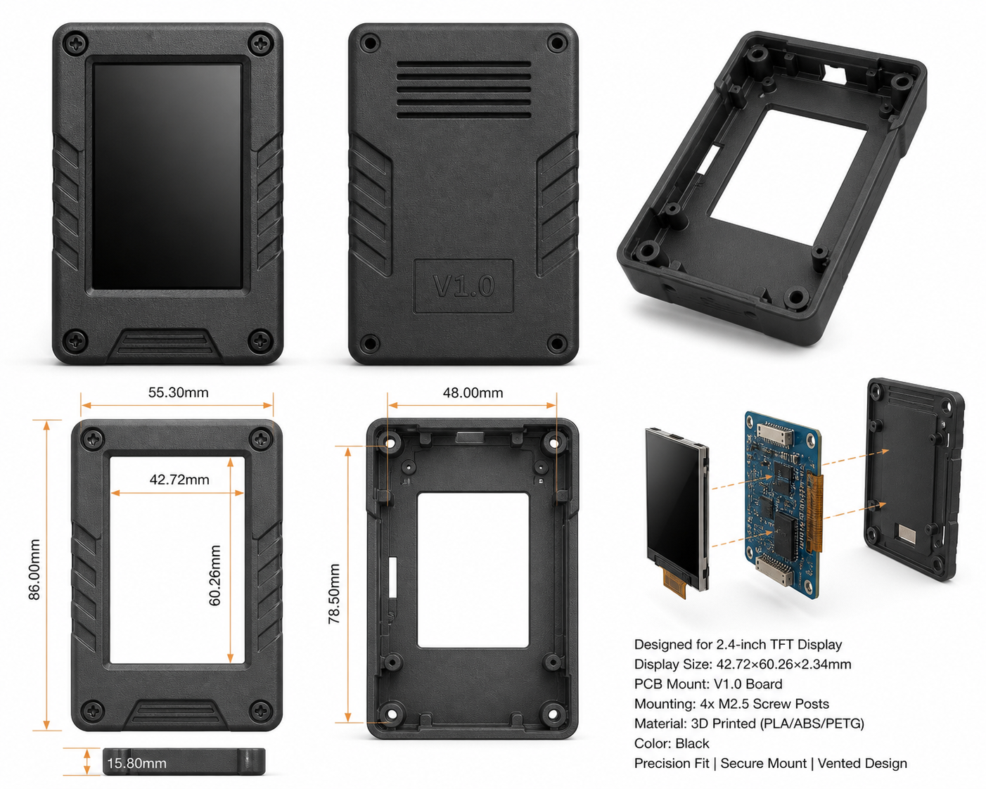 Ai小智2.4寸屏幕外壳V1.0 Ispirazione di design creativo stampa 3D