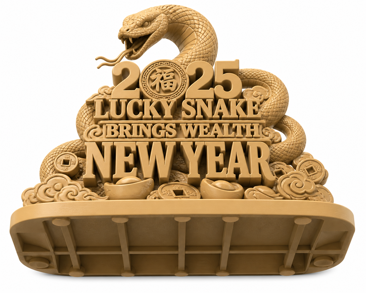 2025 灵蛇送财 新年 蛇年 视觉3d字 需要支3D打印创意设计灵感