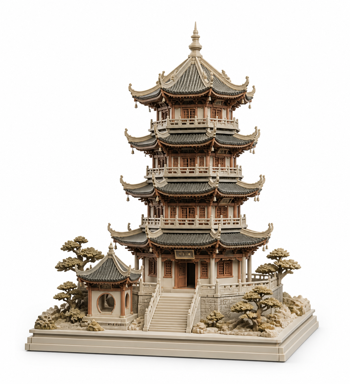 中国榫卯结构古建筑:聚宝塔 แรงบันดาลใจการออกแบบสร้างสรรค์พิมพ์ 3D