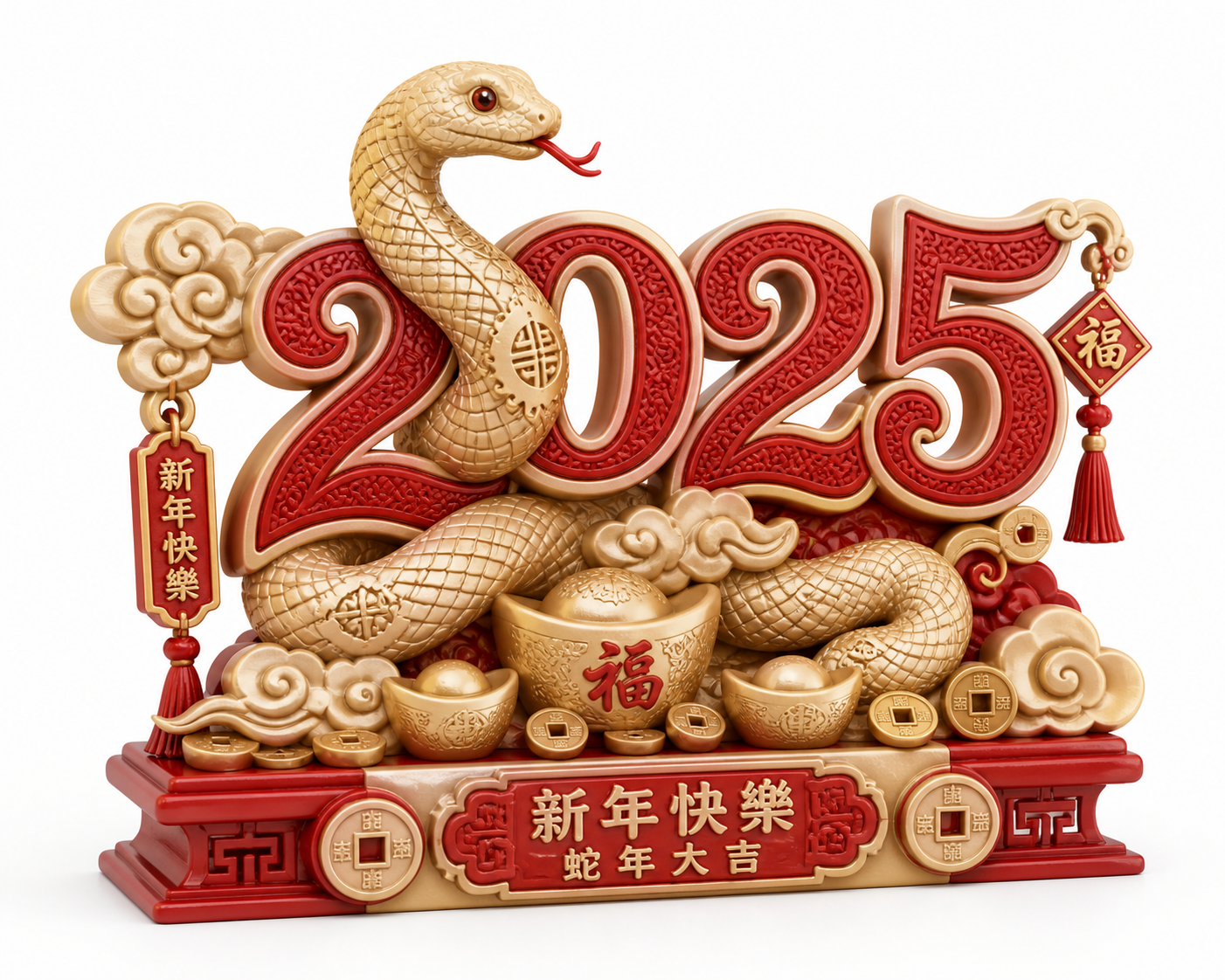 2025 灵蛇送财 新年 蛇年 视觉3d字 需要支3D打印创意设计灵感