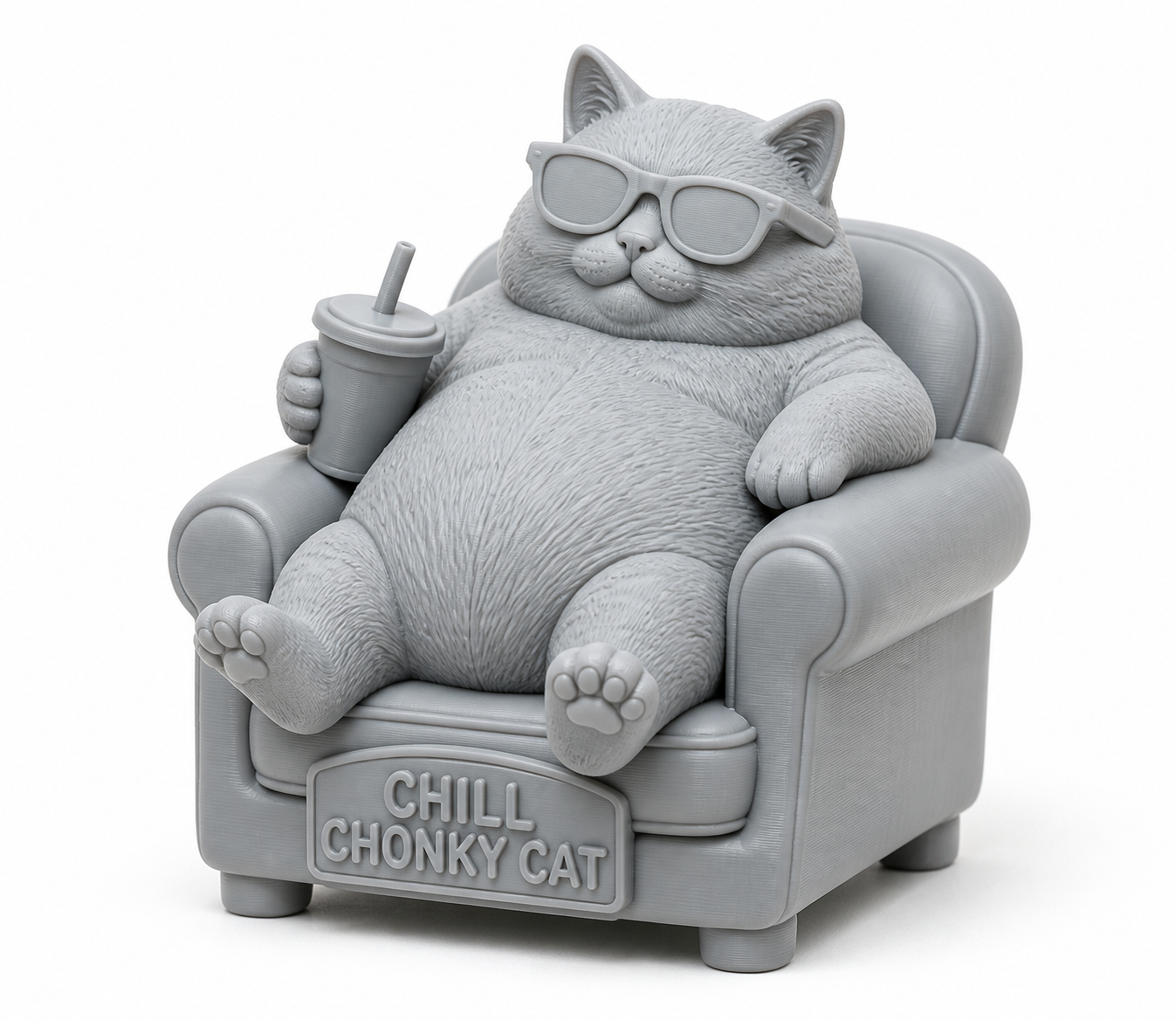 Chill Chonky Cat إلهام التصميم الإبداعي للطباعة ثلاثية الأبعاد