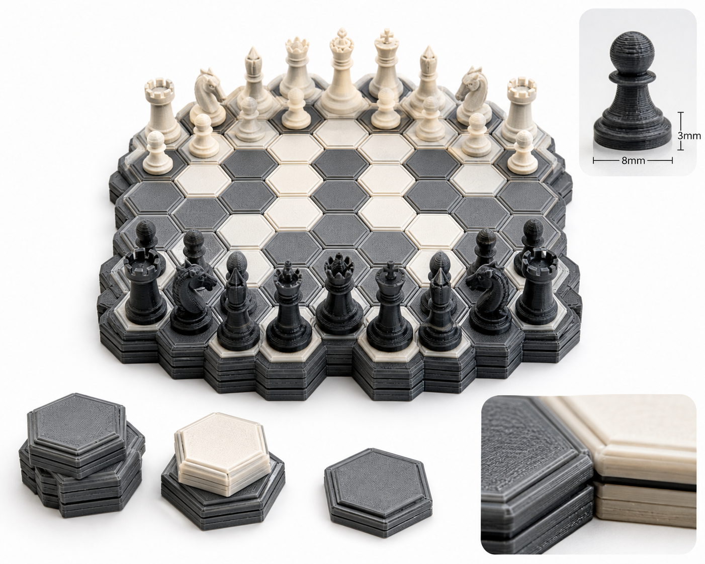 Chess Hexagon Pie se Вдохновение креативного дизайна 3D-печати