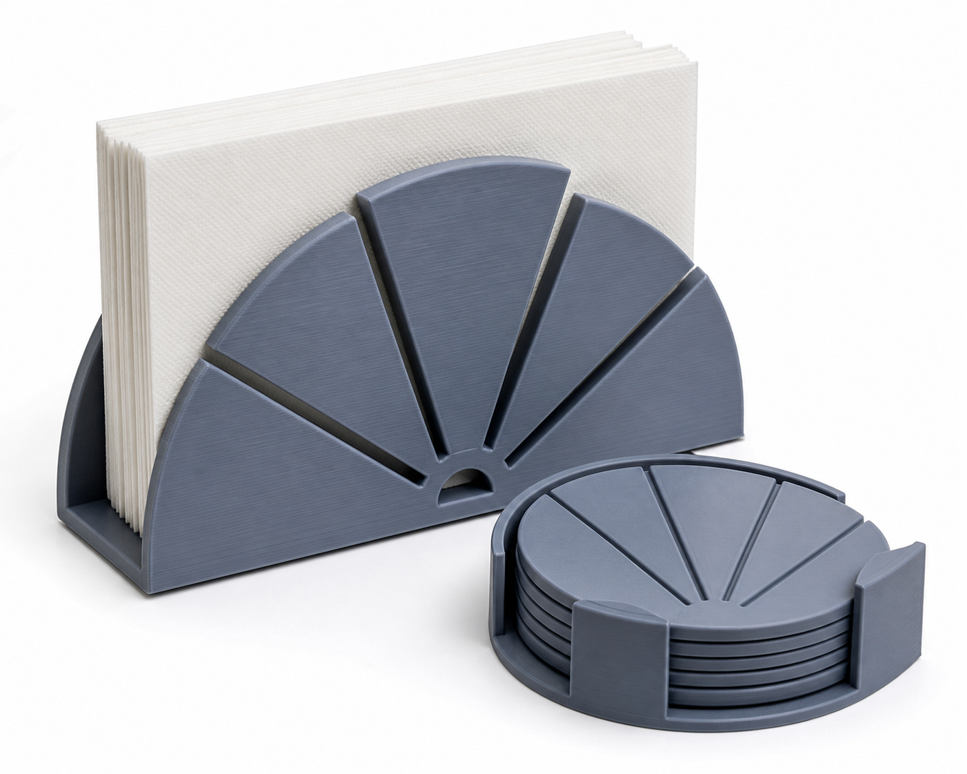 Modern Wave Napkin Holder & Matching Coaster Set 3D Printing Creative Design Inspiration