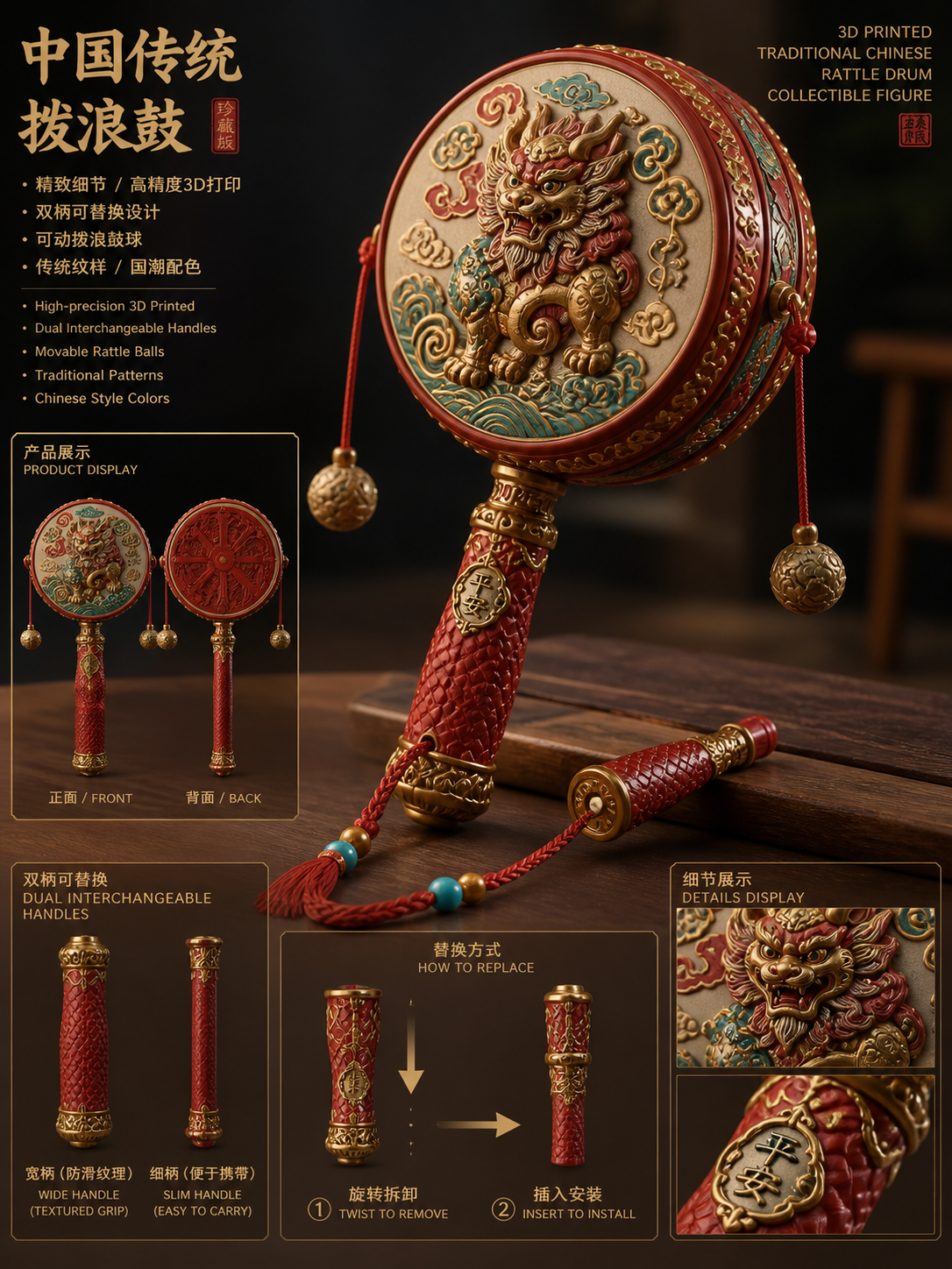 拨浪鼓 Inspiration de design créatif impression 3D