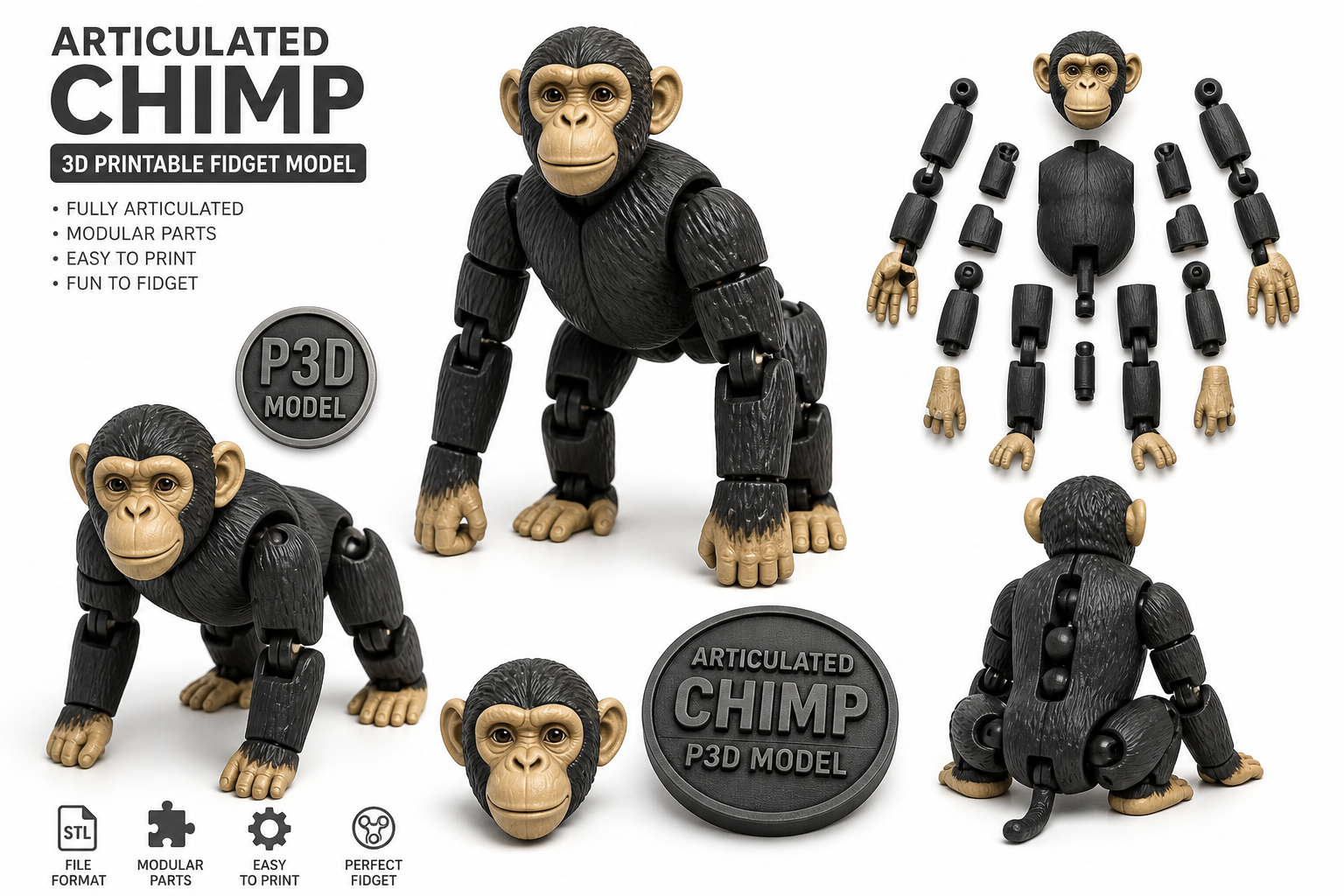 Articulated Chimp –  إلهام التصميم الإبداعي للطباعة ثلاثية الأبعاد
