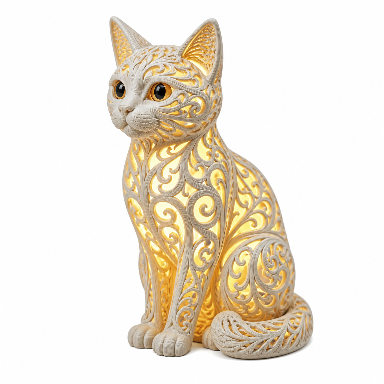 镂空猫咪(可装LED闪灯) 3D प्रिंटिंग रचनात्मक डिज़ाइन प्रेरणा