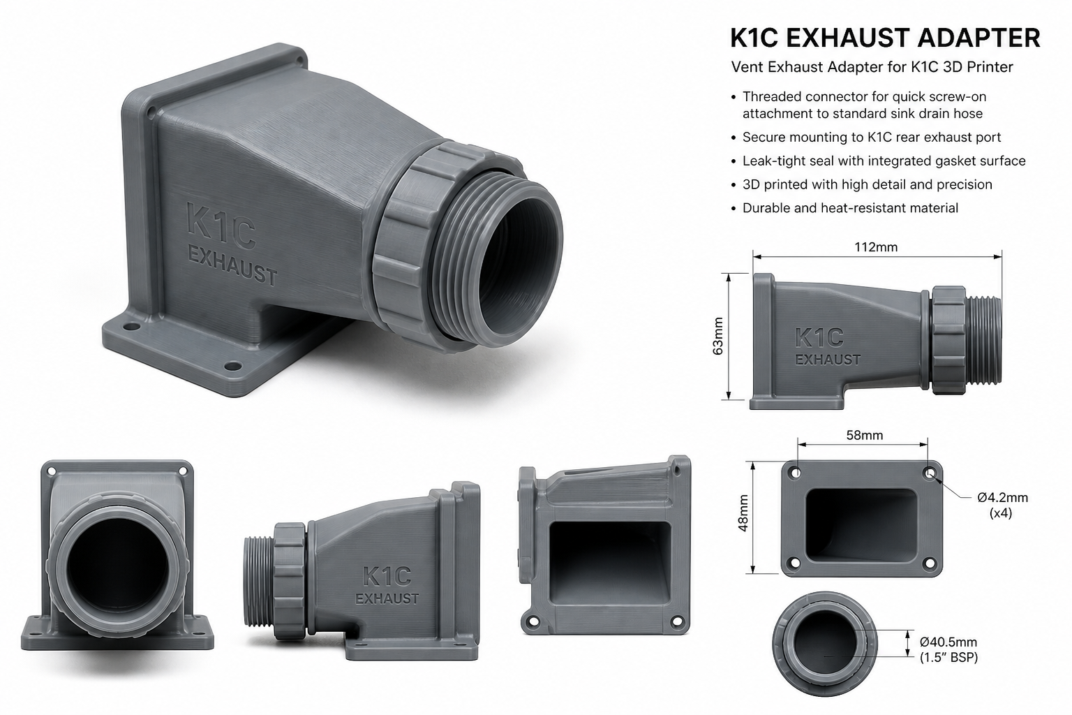 k1c超便捷通风口转接头 3D Baskı Yaratıcı Tasarım İlhamı