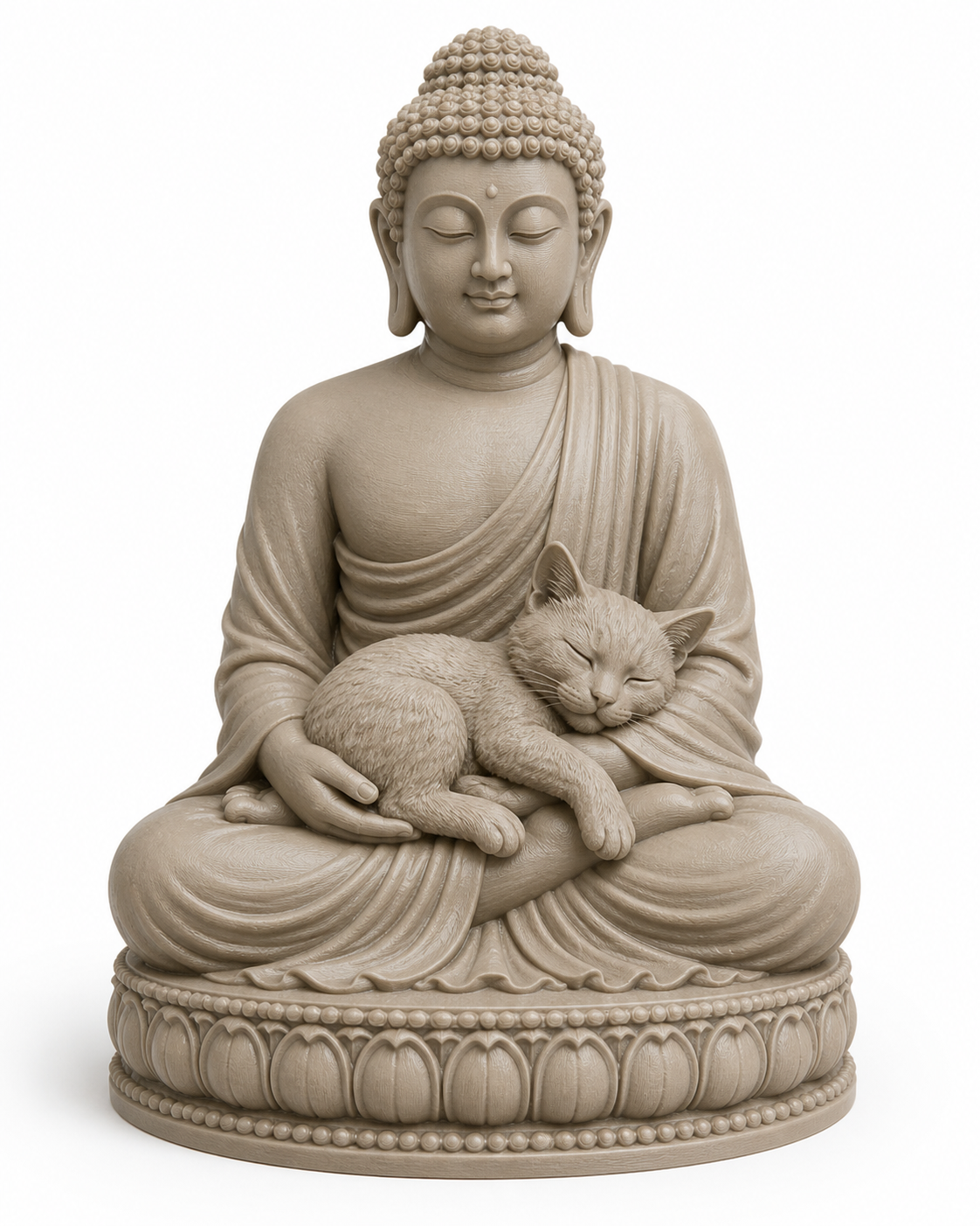 Buddha with Cat 3D-Druck kreative Design-Inspiration