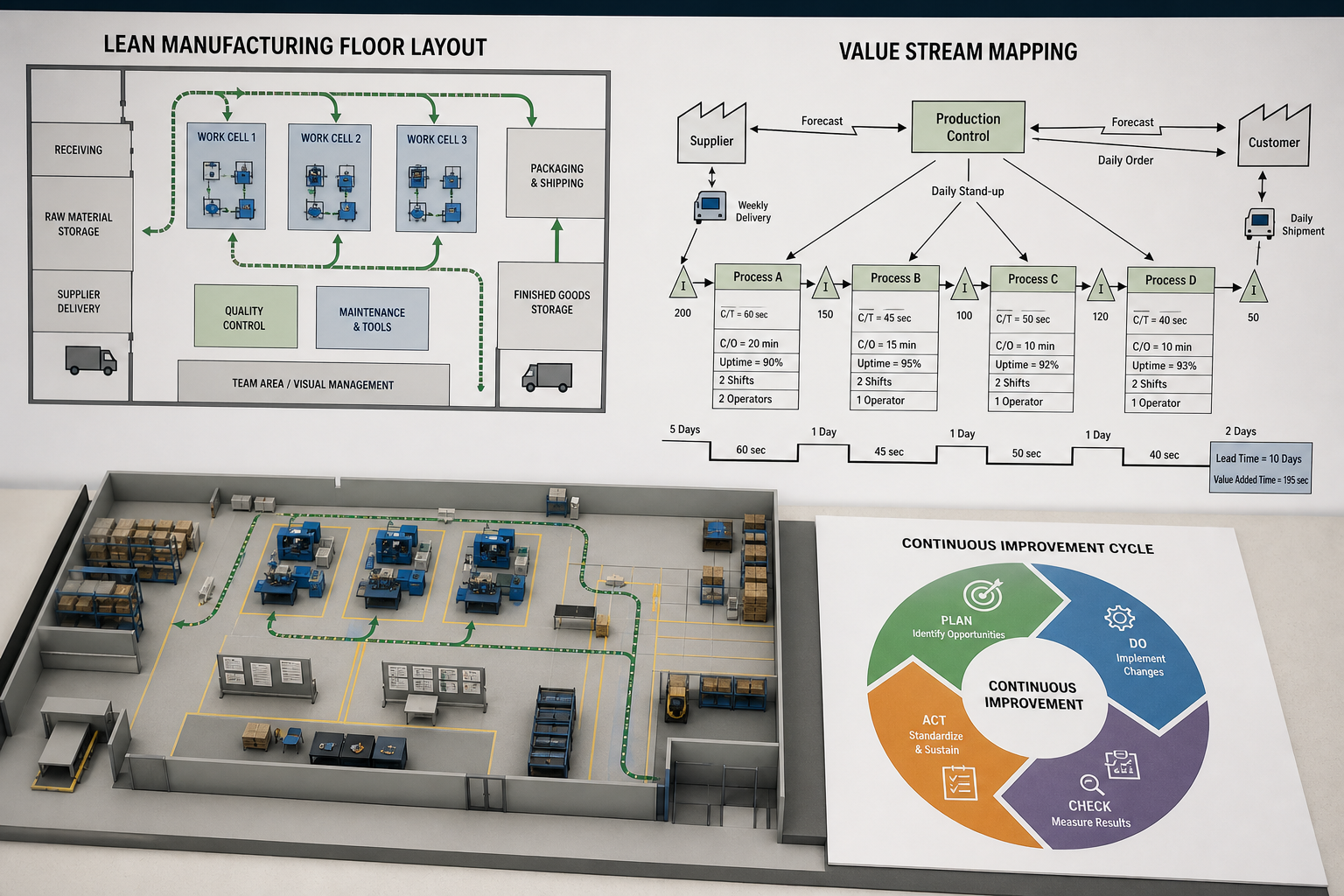 Lean Production Implementation in 3D Printing Services: Practical Path from Value Stream Analysis to Continuous Improvement