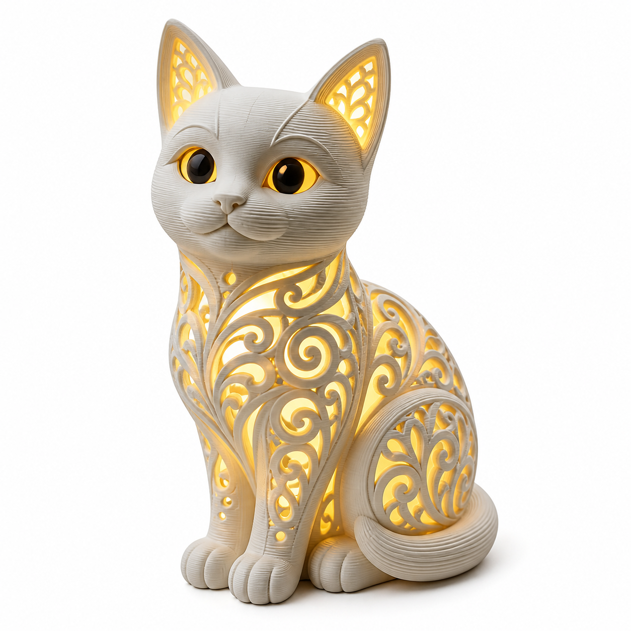 镂空猫咪(可装LED闪灯) 3D प्रिंटिंग रचनात्मक डिज़ाइन प्रेरणा