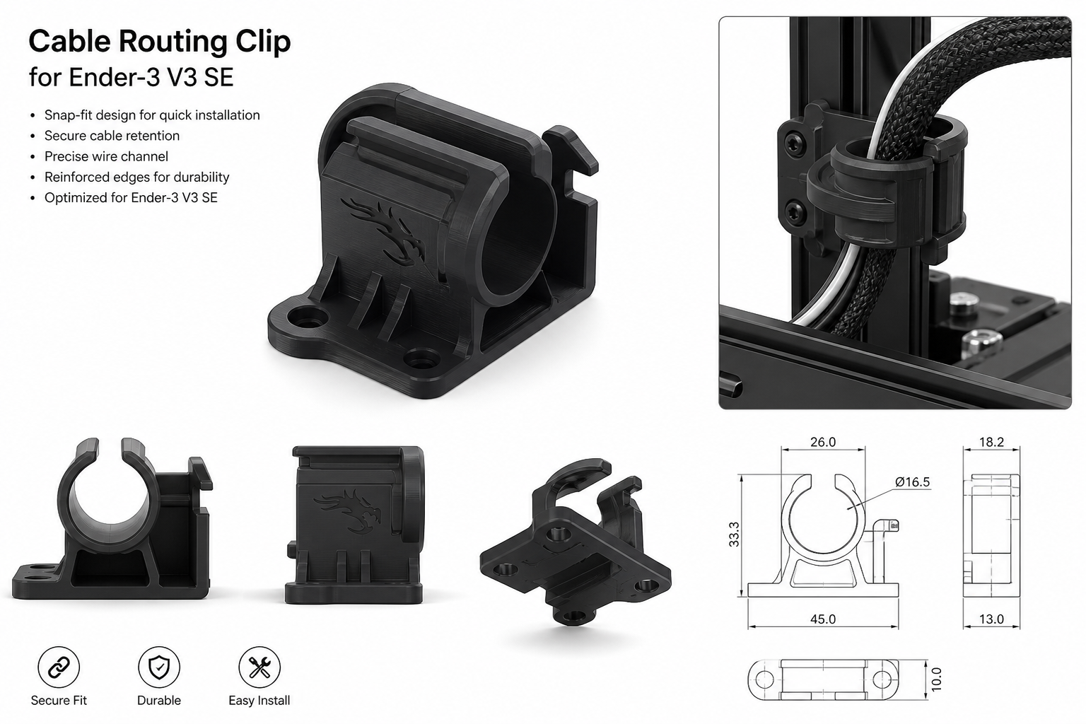实用Ender-3 V3 SE 排线卡头模型3D打印创意设计灵感