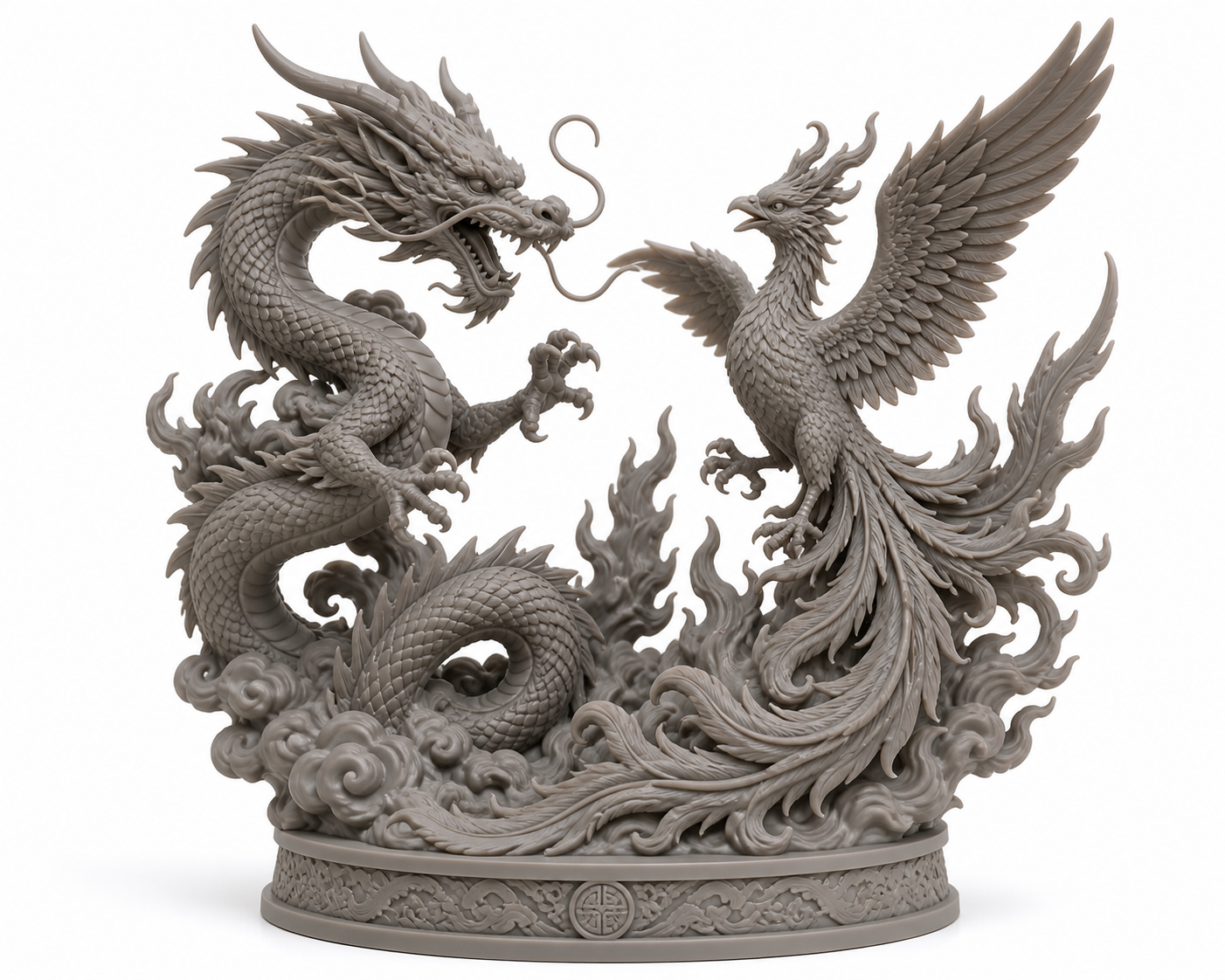 Dragon and Phoenix S إلهام التصميم الإبداعي للطباعة ثلاثية الأبعاد