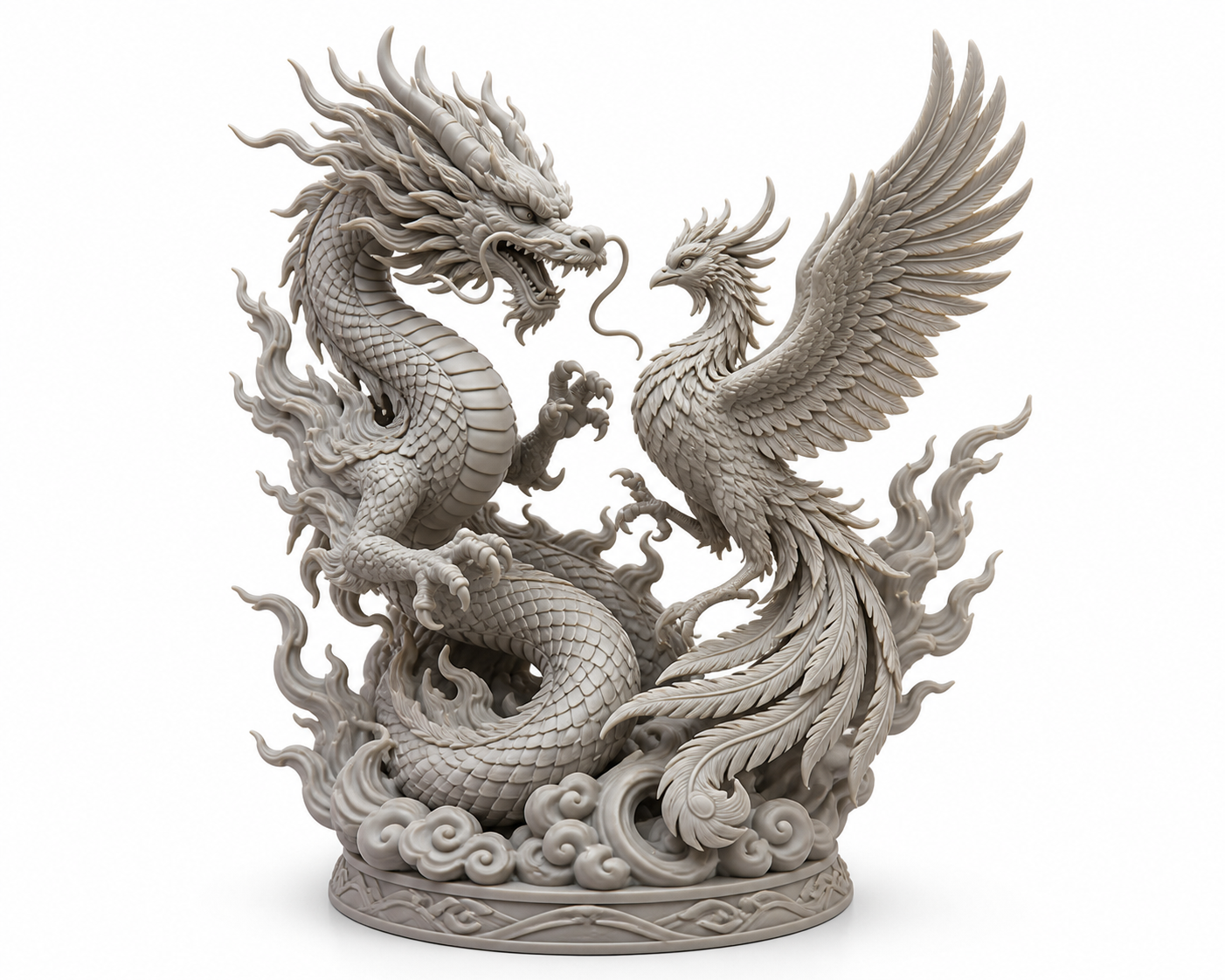 Dragon and Phoenix S إلهام التصميم الإبداعي للطباعة ثلاثية الأبعاد