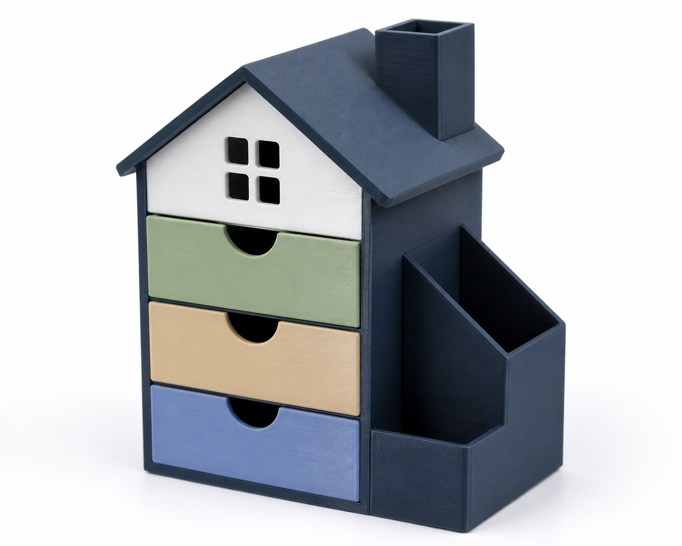Multi-Color House Storage System | 3 Drawers & Organizer Kreative Designinspiration für den 3D-Druck