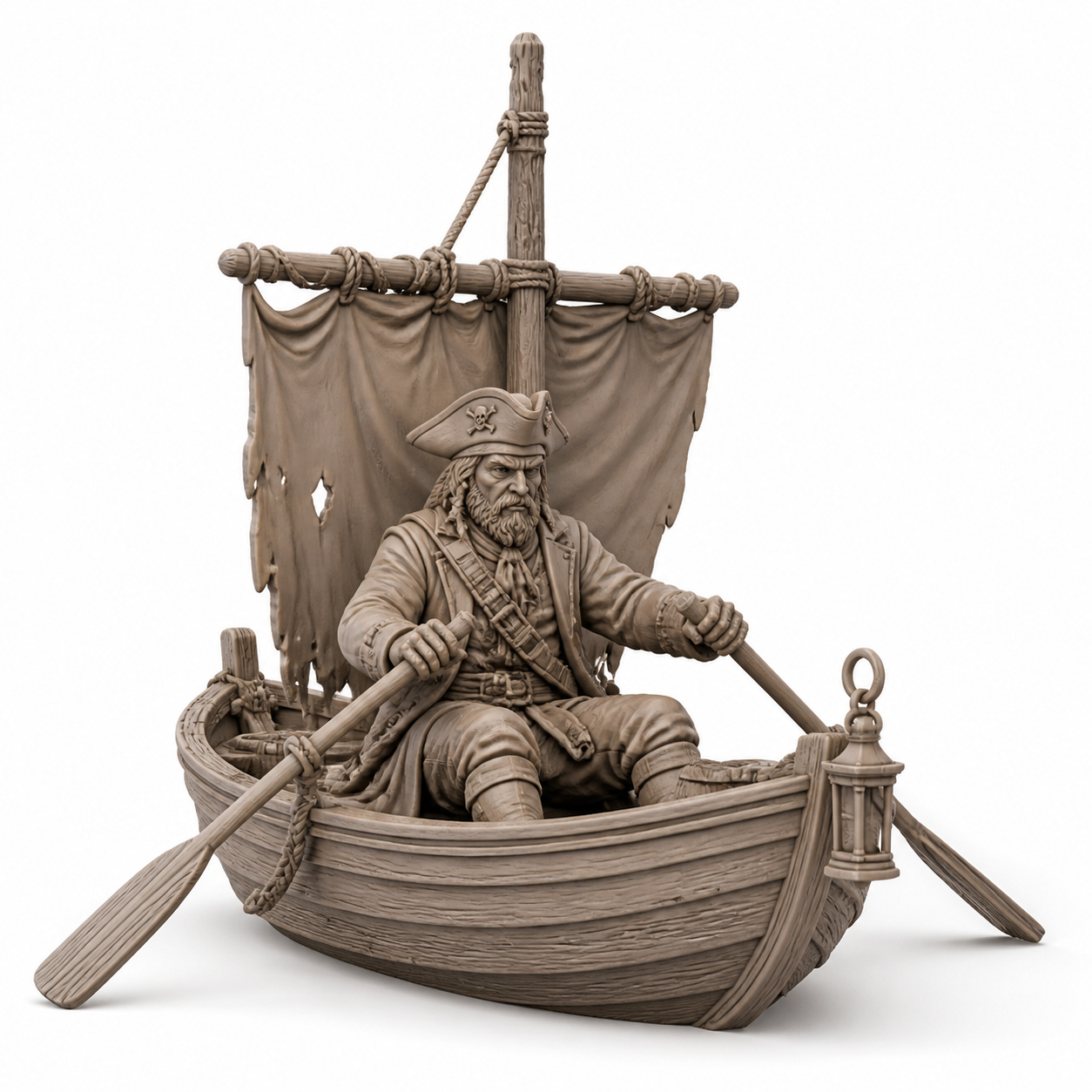 Old pirate rowing in แรงบันดาลใจการออกแบบสร้างสรรค์พิมพ์ 3D