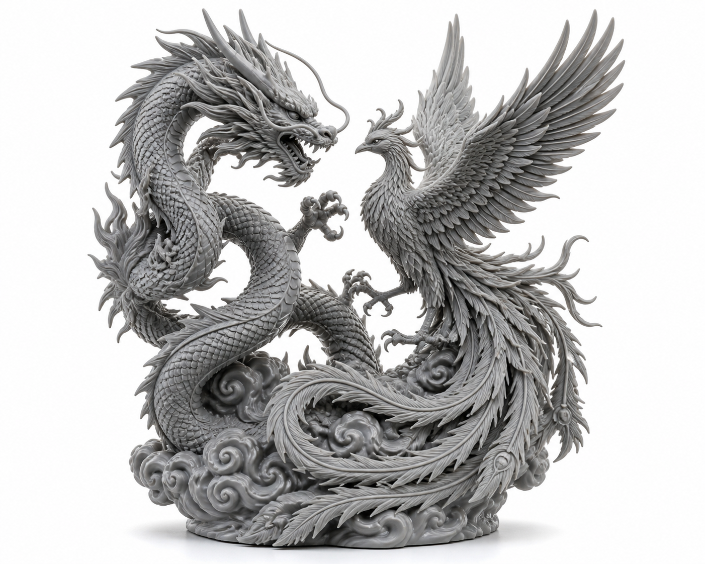 Dragon and Phoenix S إلهام التصميم الإبداعي للطباعة ثلاثية الأبعاد