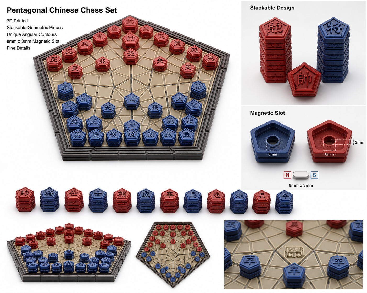 Chess Pentagon Pie s Вдохновение креативного дизайна 3D-печати