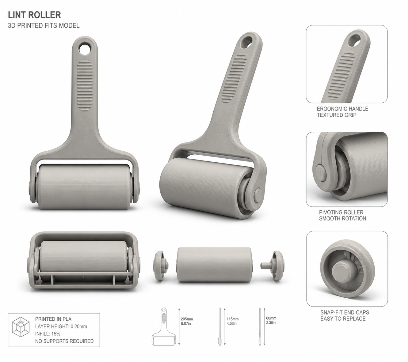 lint roller Inspirasi reka bentuk kreatif cetakan 3D