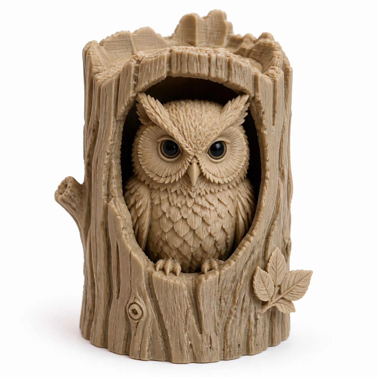 Owl in Log Figure 3D Printing Creative Design Inspiration