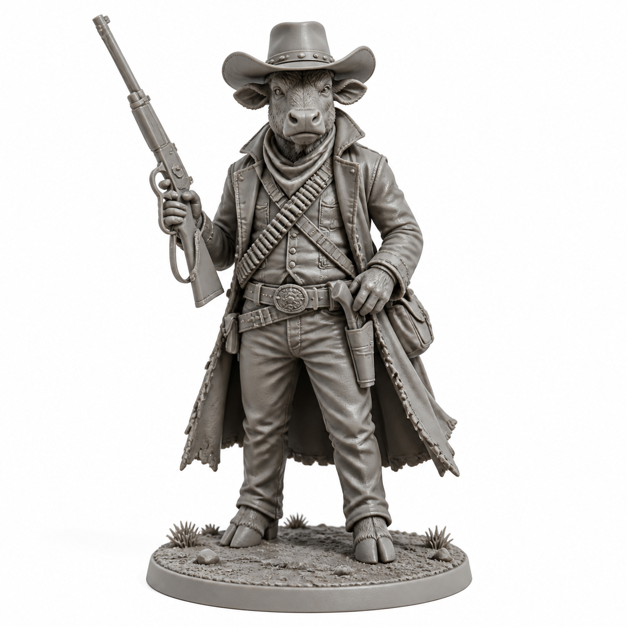 Cowgirl with rifle a แรงบันดาลใจการออกแบบสร้างสรรค์พิมพ์ 3D
