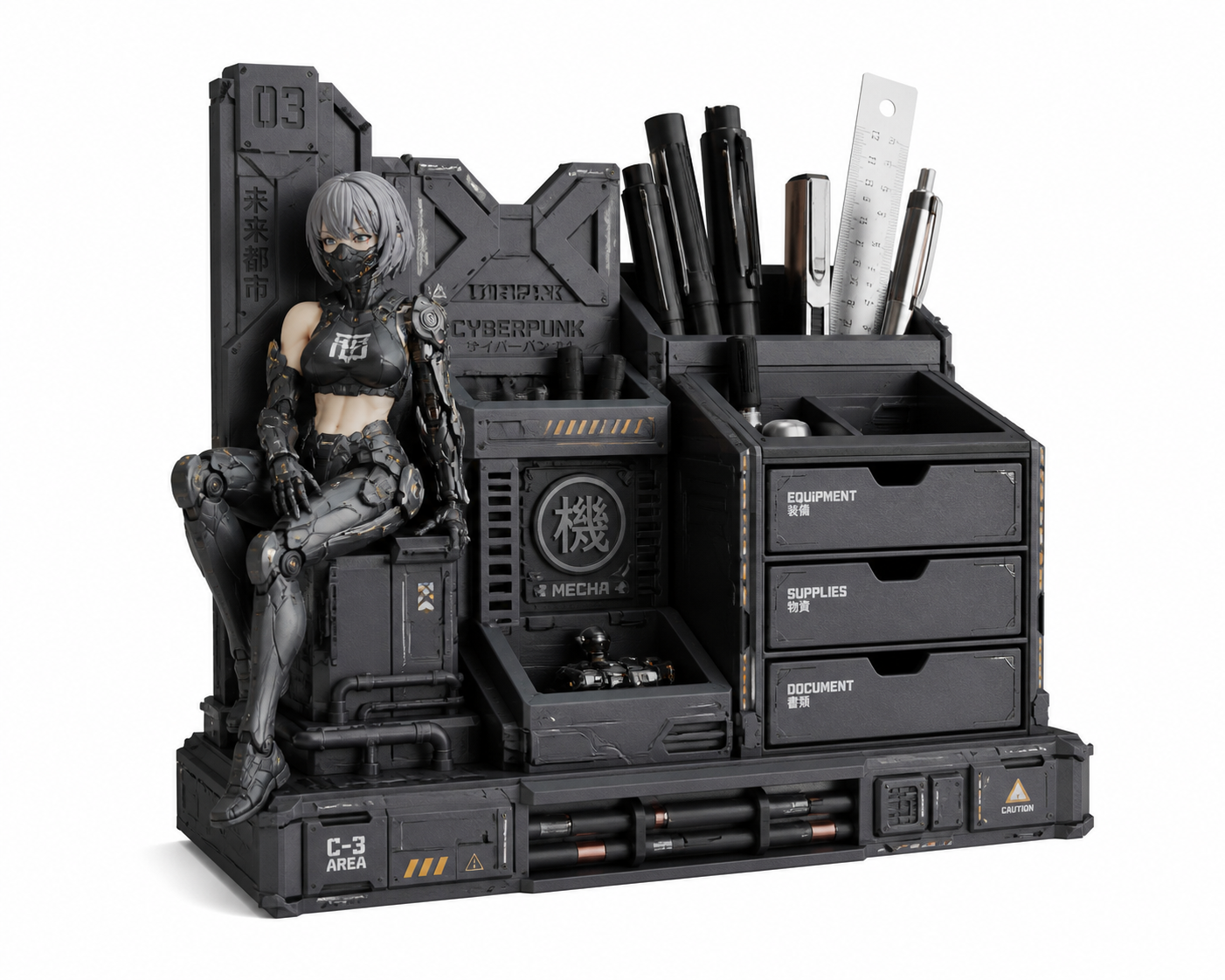 桌面有机制氧仓模型赛博朋克科幻桌面桌面摆件居家装饰3D打印创意设计灵感