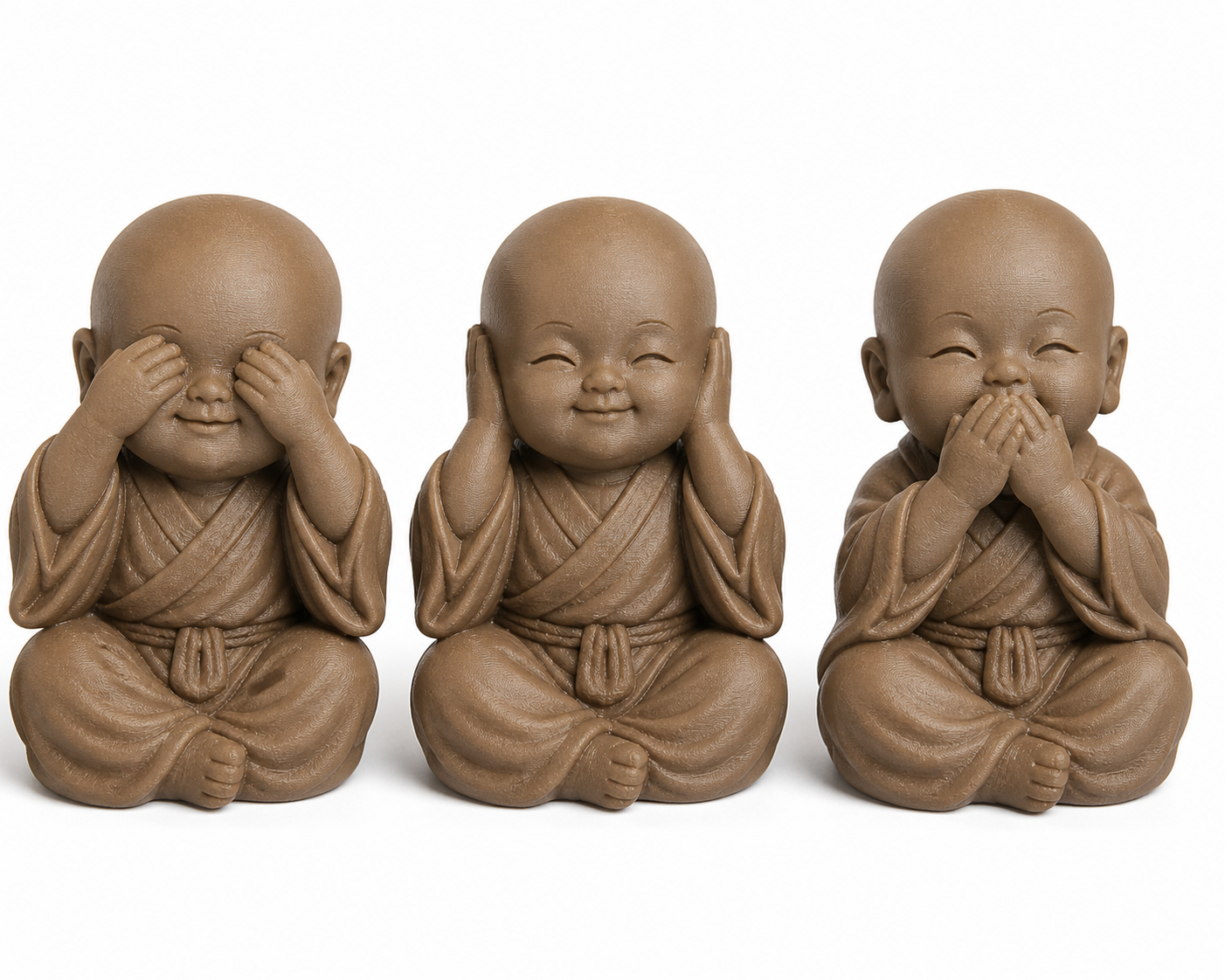 Three Monk Figurines Inspirasi desain kreatif cetak 3D