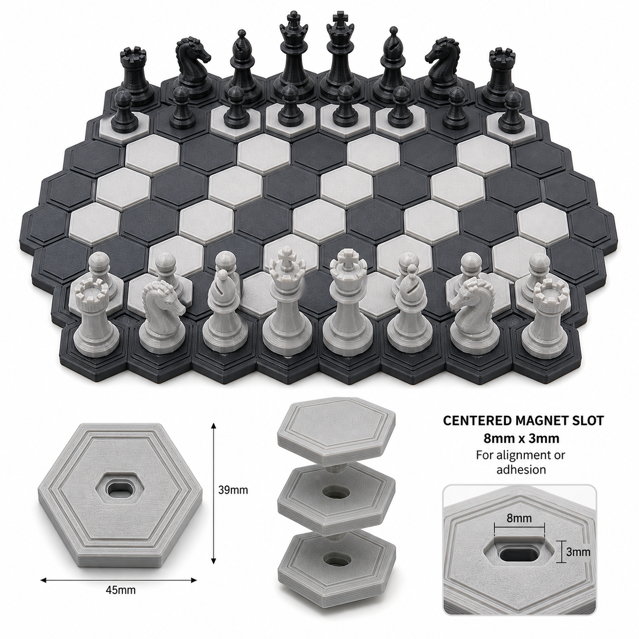Chess Hexagon Pie se Вдохновение креативного дизайна 3D-печати