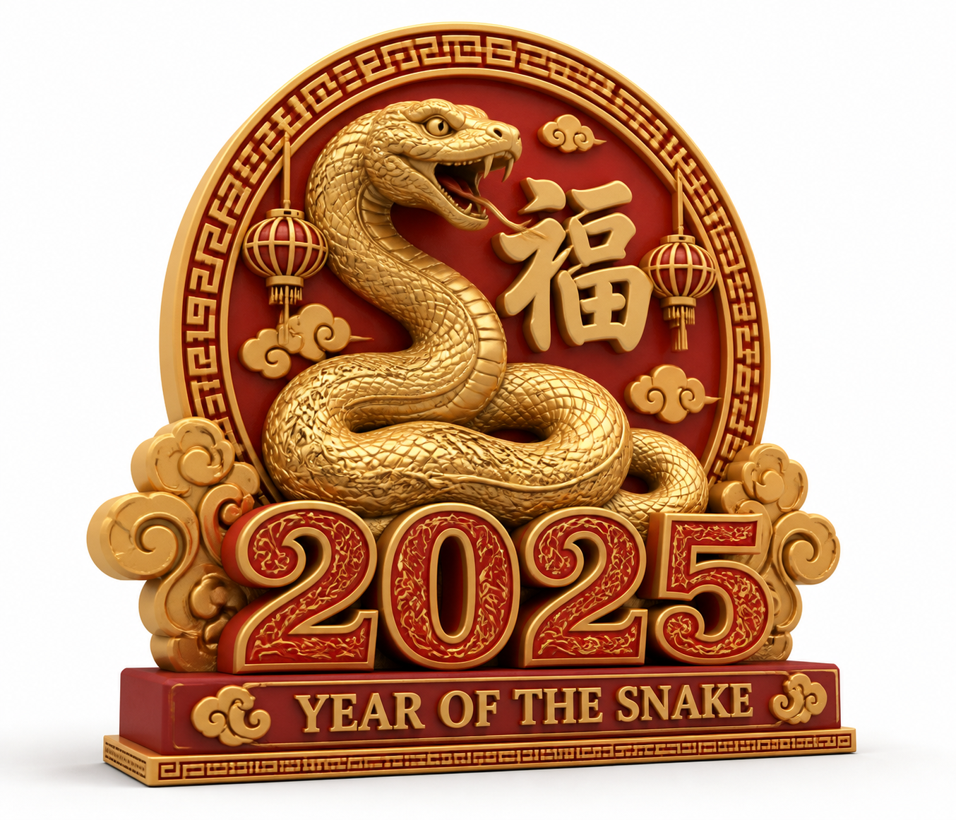 2025 灵蛇送财 新年 蛇年 视觉3d字 需要支3D打印创意设计灵感