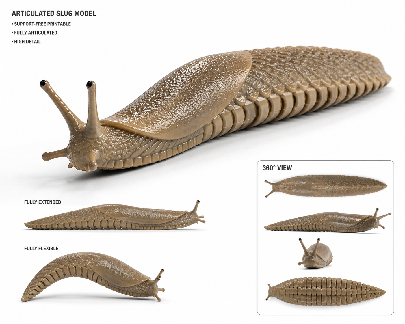 蛞蝓 鼻涕蟲 slug 可以動 إلهام التصميم الإبداعي للطباعة ثلاثية الأبعاد