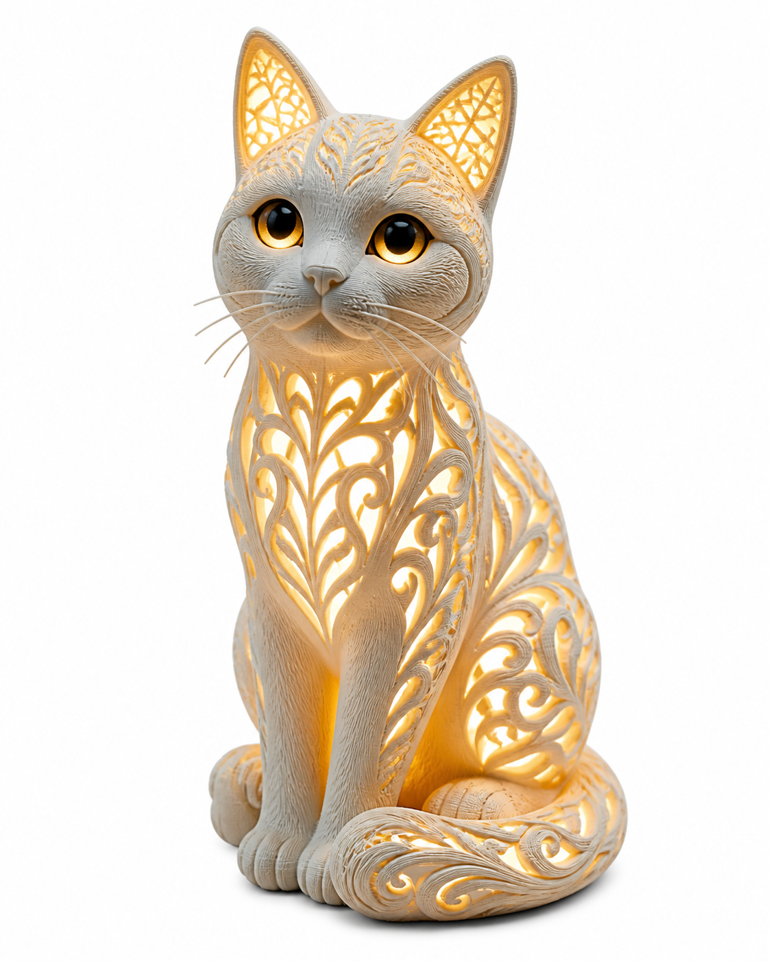 镂空猫咪(可装LED闪灯) 3D प्रिंटिंग रचनात्मक डिज़ाइन प्रेरणा