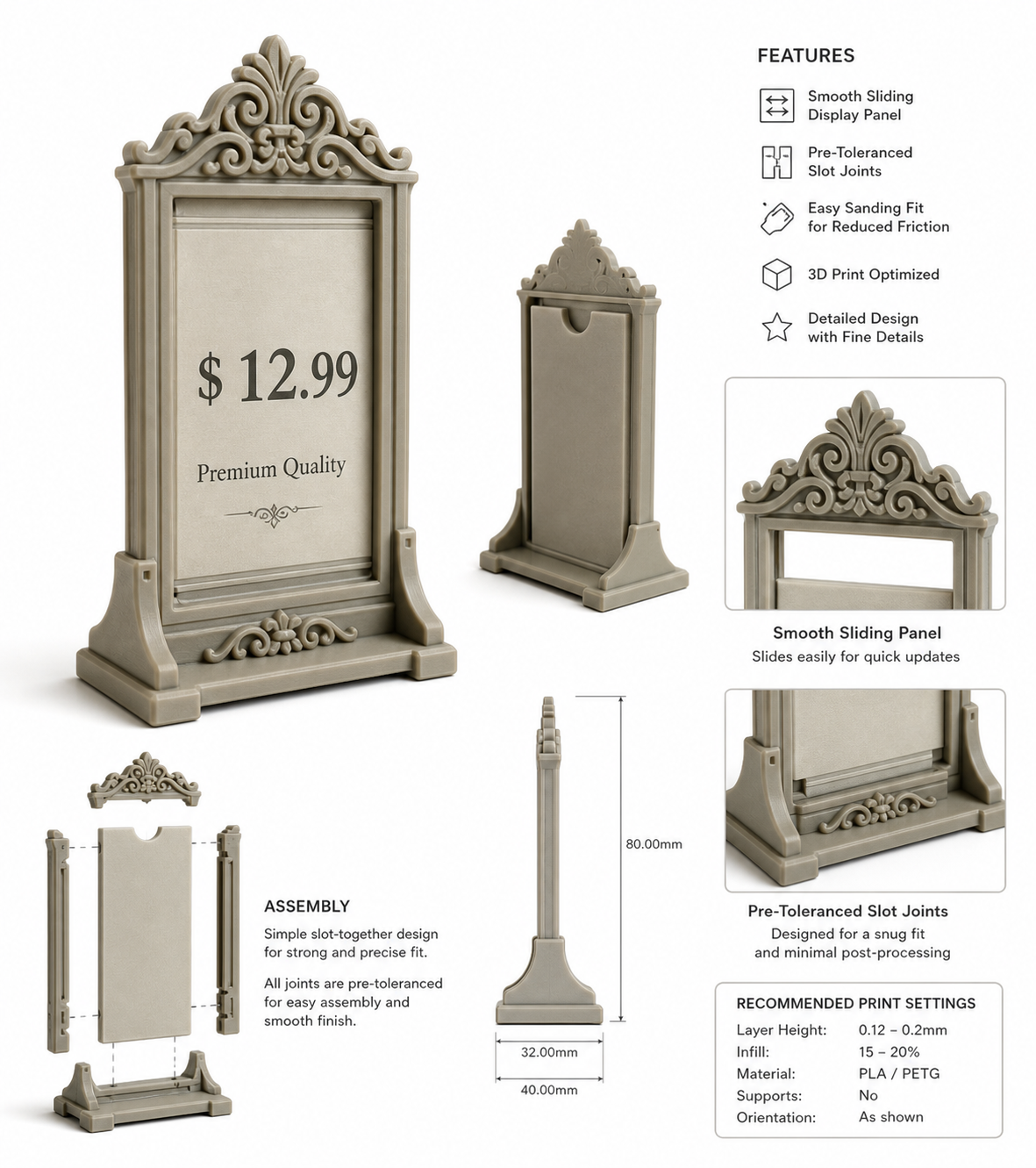 立式小价格牌 Inspiration de design créatif impression 3D