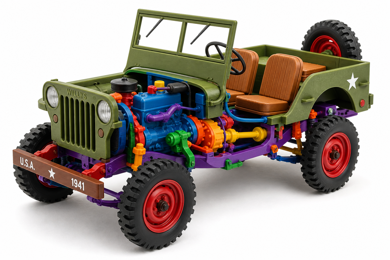 Willys_MB_drivetrain إلهام التصميم الإبداعي للطباعة ثلاثية الأبعاد