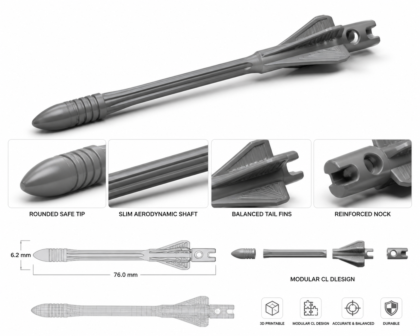 用于legolini(滑动弩)的箭 Inspirasi reka bentuk kreatif cetakan 3D