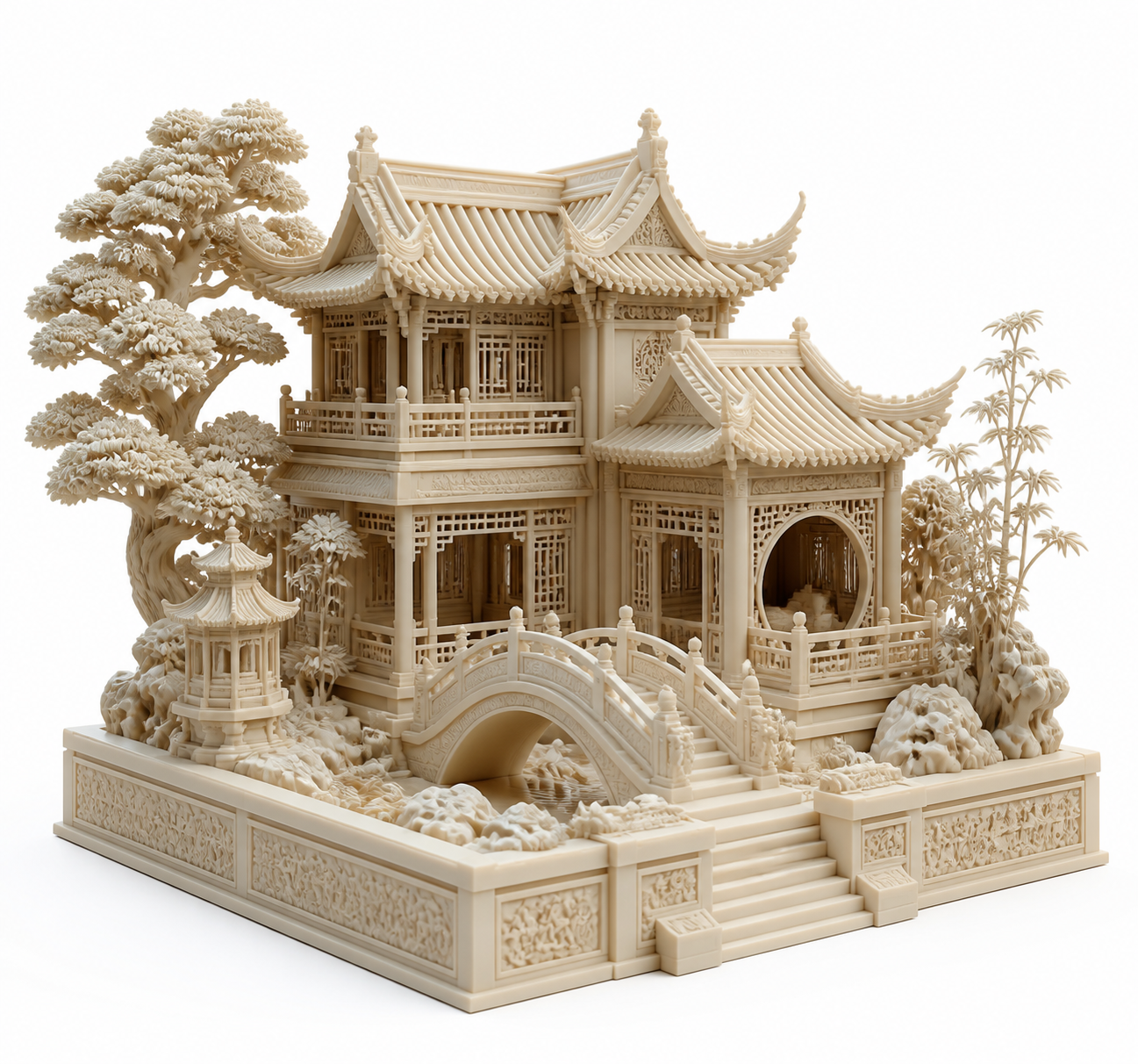砚台-传统宝相花纹砚盖 Ispirazione di design creativo stampa 3D