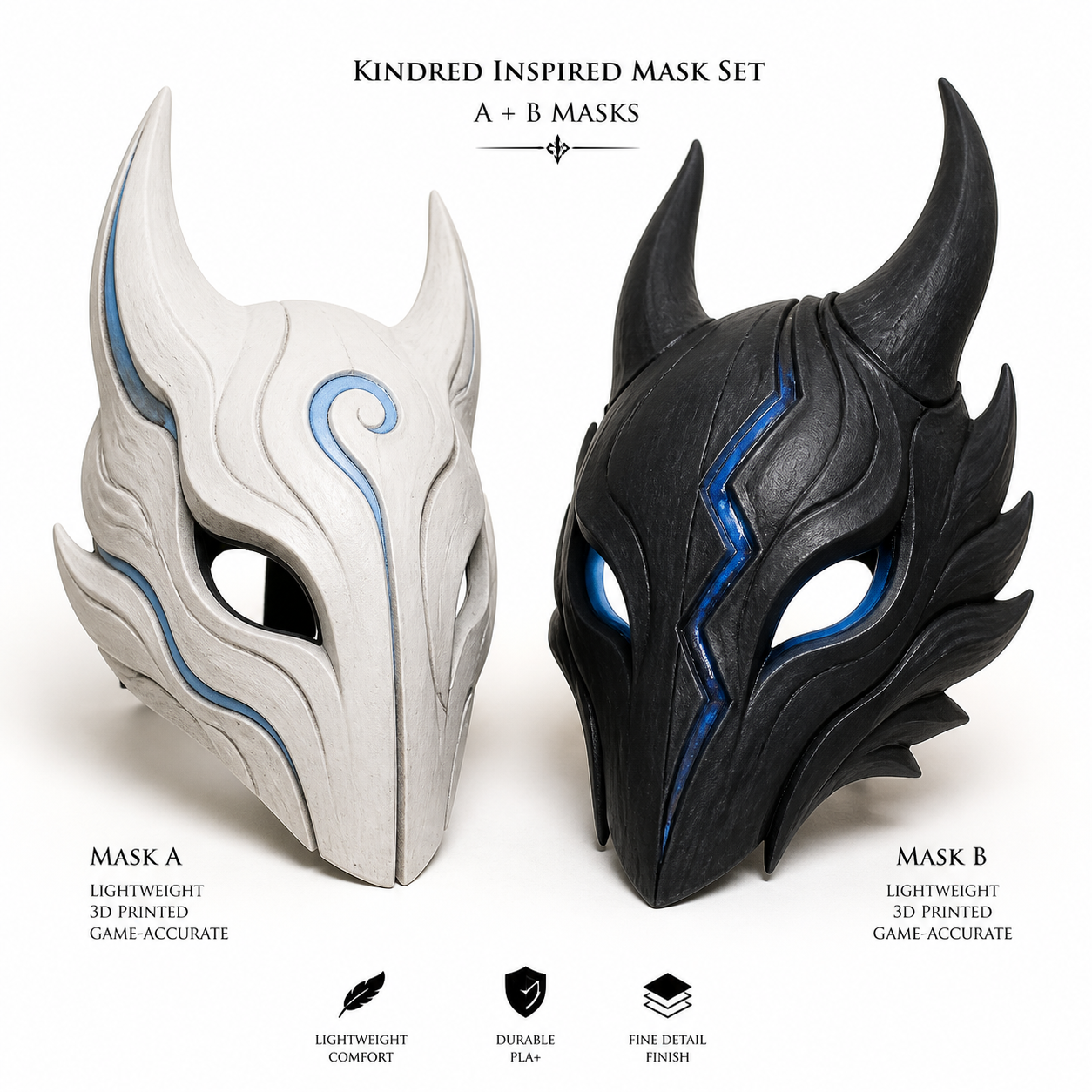 英雄联盟_永猎双子千珏面具A+B แรงบันดาลใจการออกแบบสร้างสรรค์พิมพ์ 3D