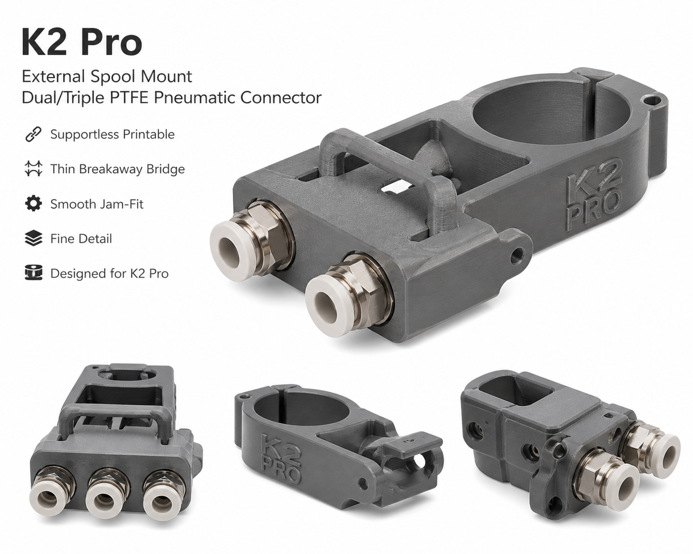 k2 pro 外置料盘固定位置改双通/三通气动头连3D打印创意设计灵感