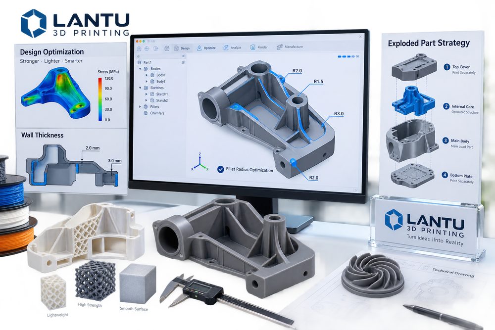 Ottimizzazione del design per la stampa 3D: come usare spessore delle pareti, raccordi e strategia di suddivisione per ridurre i rischi del progetto