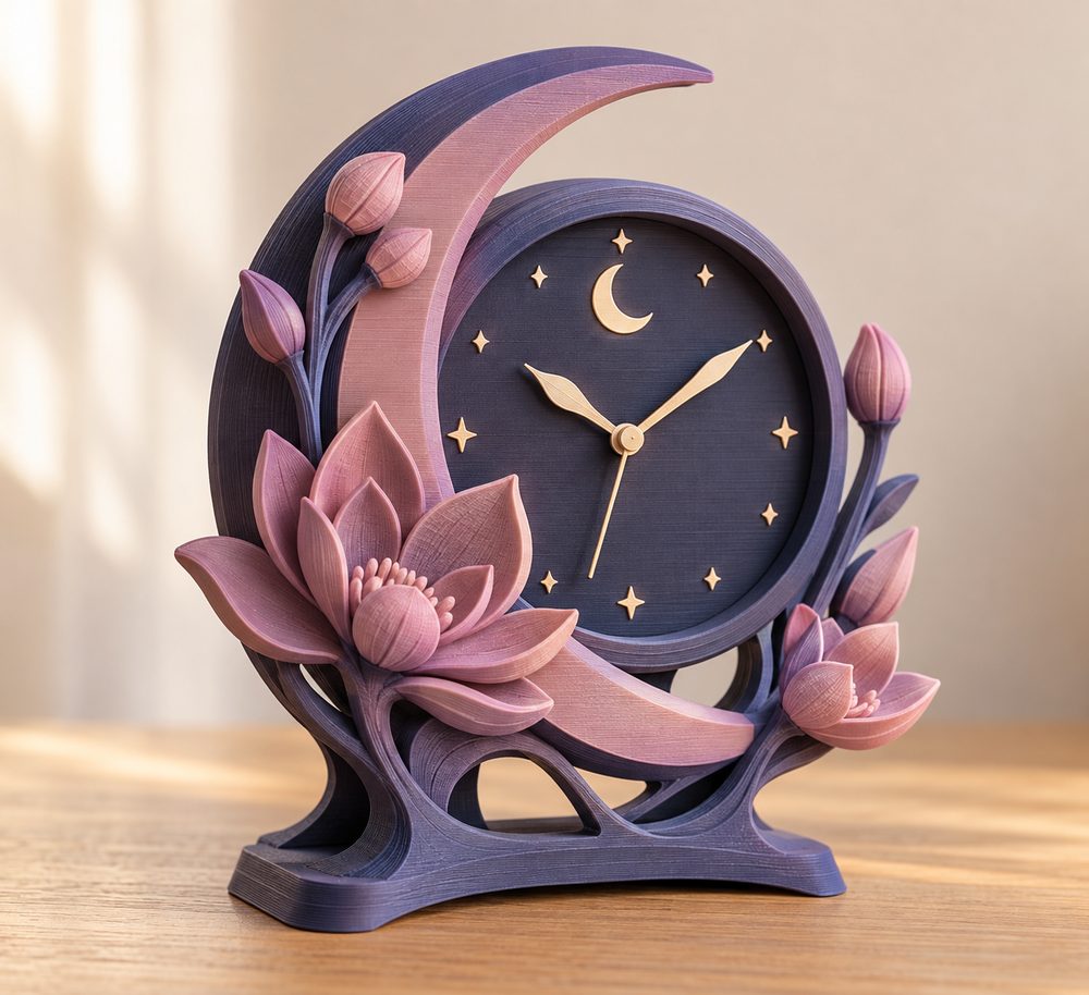Twilight Bloom Clock 3D प्रिंटिंग के लिए रचनात्मक डिजाइन प्रेरणा